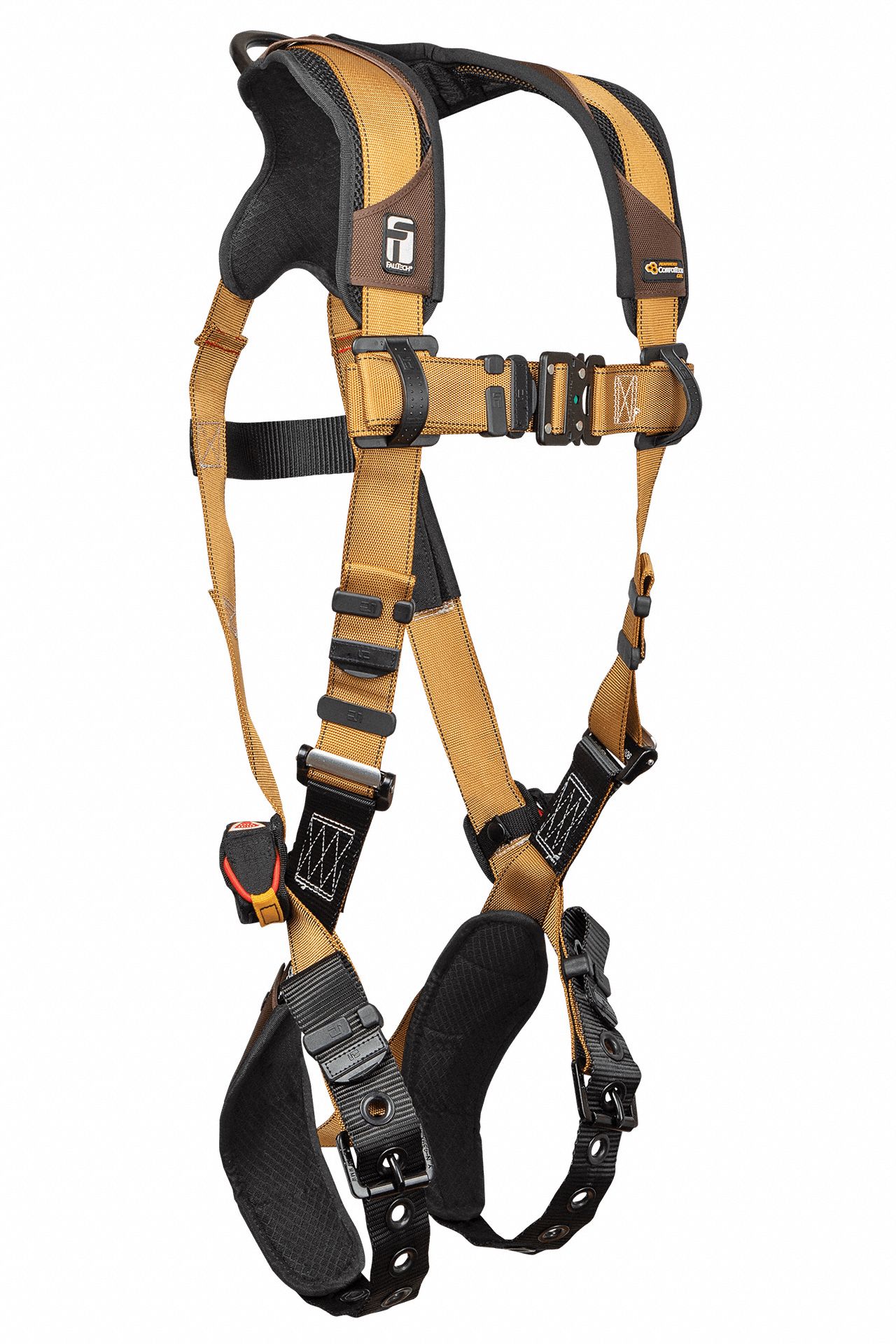 FULL BODY HARNESS, XXL, BROWN, QUICK-CONNECT, TONGUE-BUCKLE, ALUMINUM