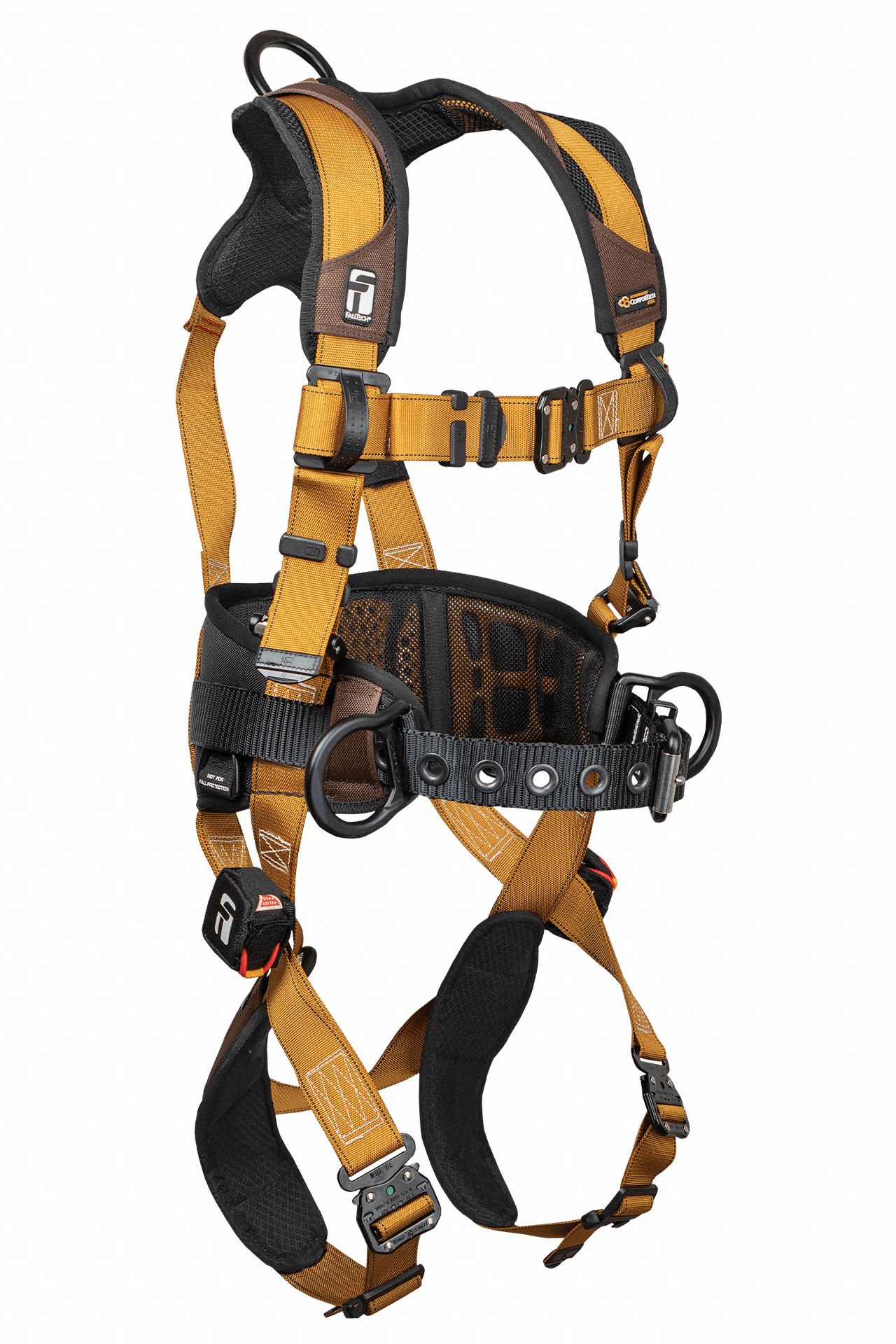 FULL BODY HARNESS W/BELT, M, BROWN, QUICK-CONNECT, ALUMINUM