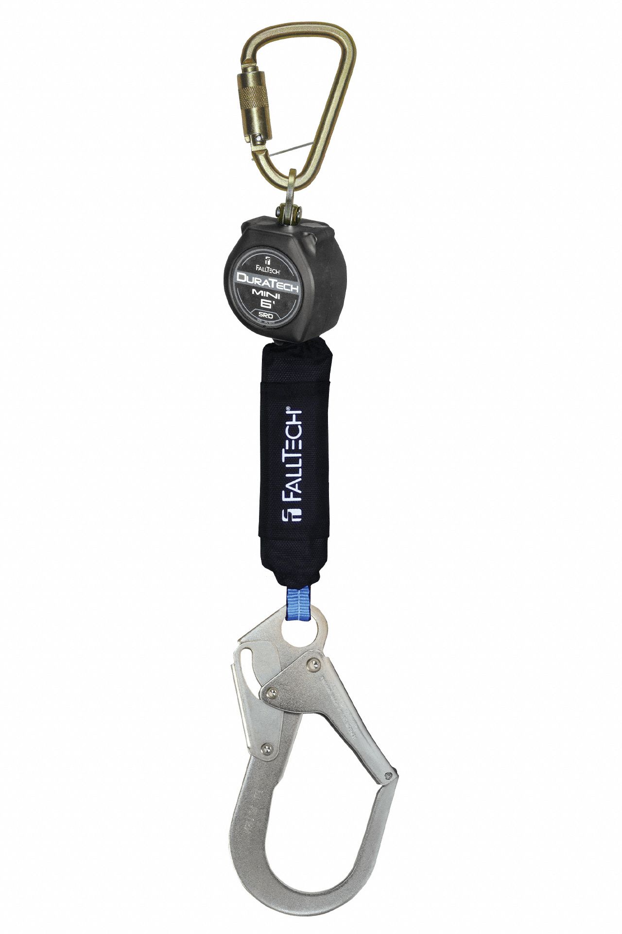 SELF-RETRACTING LIFELINE W/REBAR HOOK, BLACK, 310 LBS, DYNEEMA WEBBING