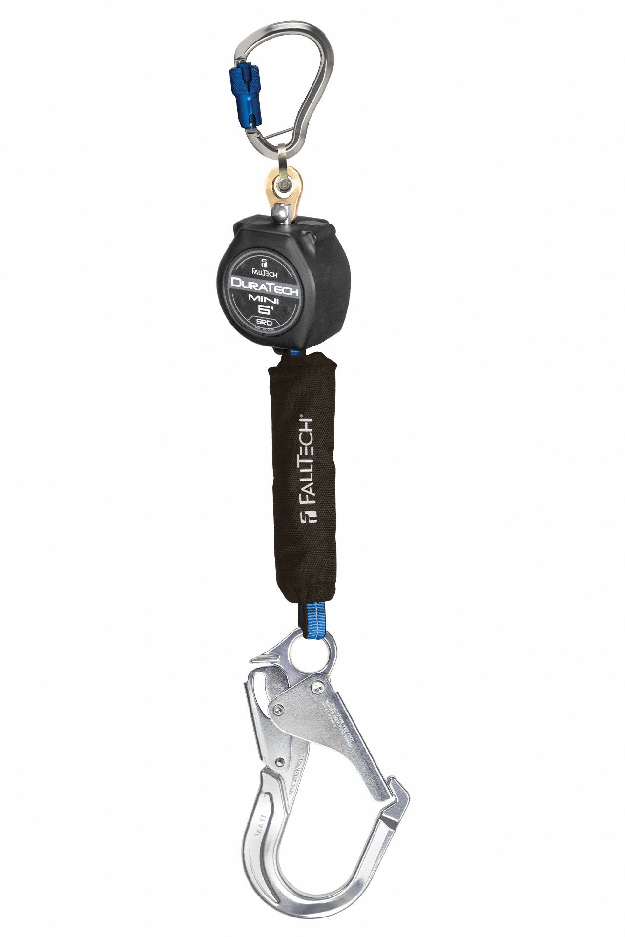 SELF-RETRACTING LIFELINE W/ALUMINUM REBAR HOOK, BLACK, 310 LBS, DYNEEMA WEBBING