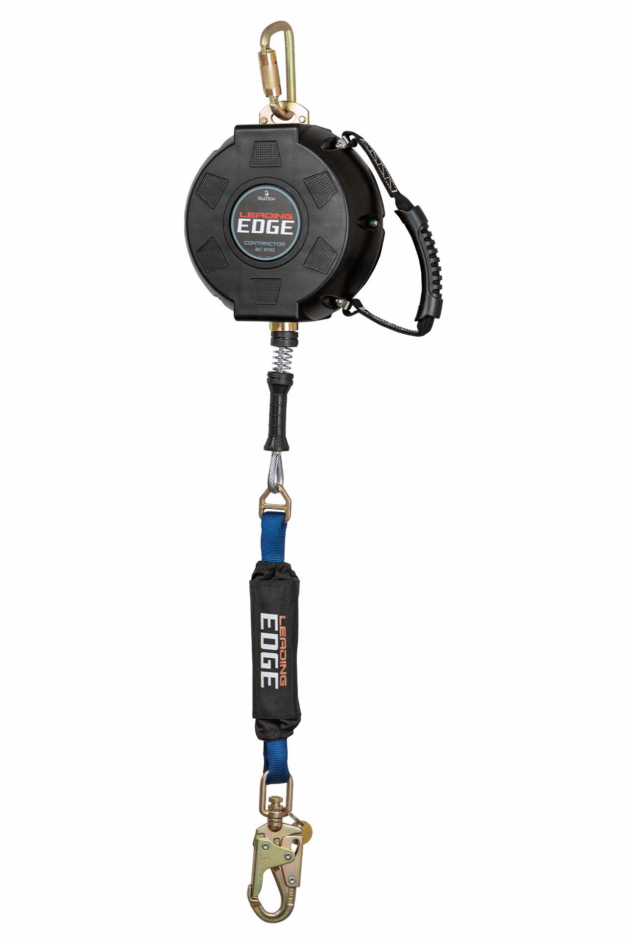 CONTRACTOR LEADING EDGE SELF-RETRACTING LIFELINE, BLACK, 310 LBS, 30 FT, STEEL CABLE