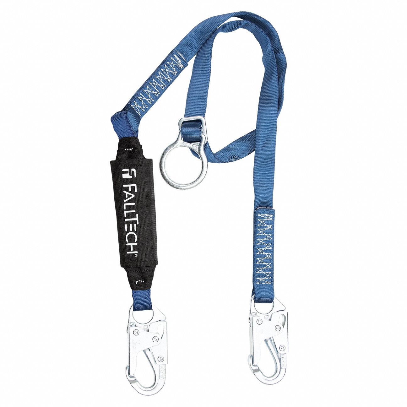 TIE-BACK ENERGY-ABSORBING LANYARD, BLUE, 6 FT, SNAP HOOK, SHOCK PACK, POLYESTER