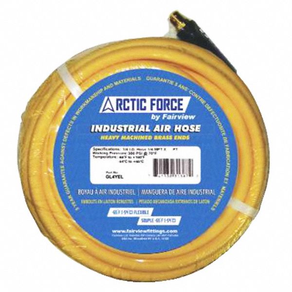 AIR HOSE, -40 °  TO 150 °  F, 50 FT L, YELLOW, 300 PSI AT 70 °  F, 3/8 IN INSIDE DIAMETER