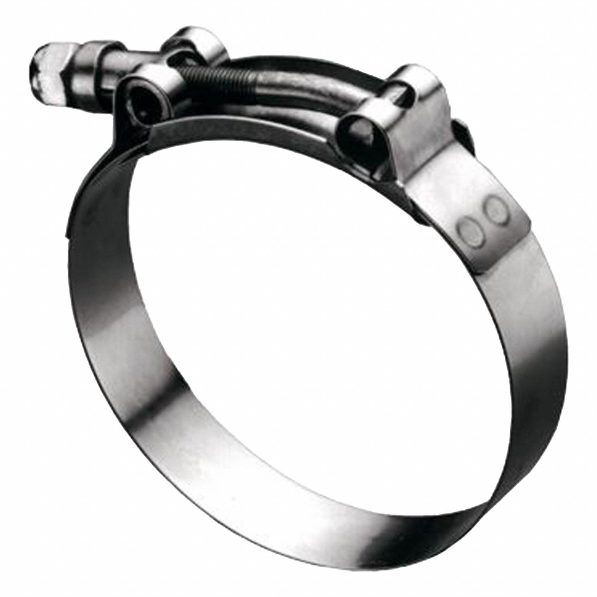 CLAMP, STAINLESS STEEL, 2.31 IN TO 2.62 IN INSIDE DIAMETER, T BOLT