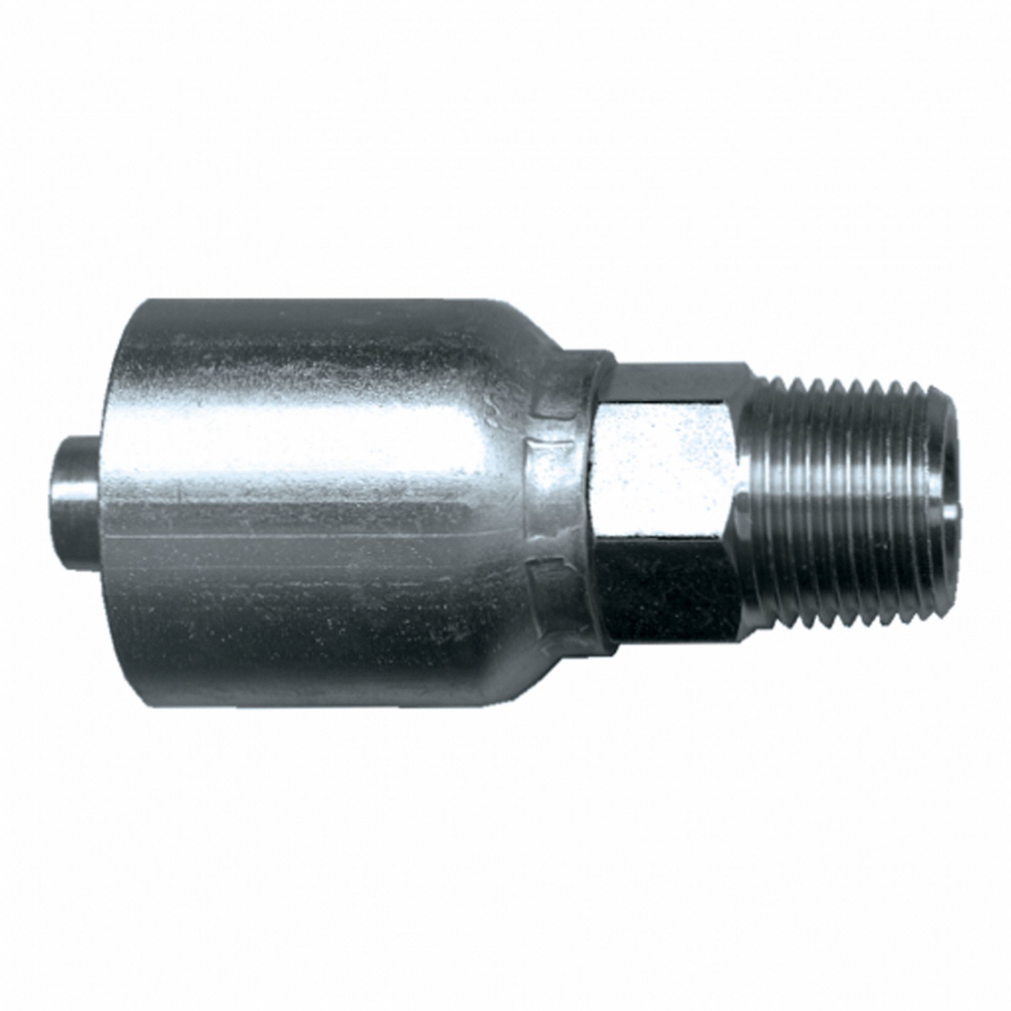 PIPE COUPLING, STEEL, 4,250 PSI AT 70 F, 1/2 IN INSIDE DIAMETER, HOSE BARB X CRIMP CONNECTION