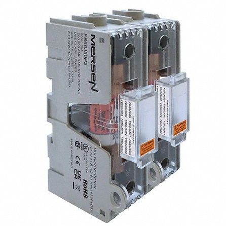 Fuse Block: Open Block Design, 2 Pole, 600 V AC, Pressure Plate, Non-Indicating