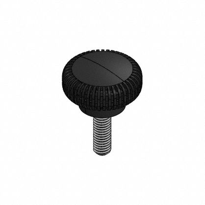 Hand Knob: Knurled, Plastic w/ Steel Thread, #10-24 Thread, 0.625 in Thread Lg, 0.75 in Dia