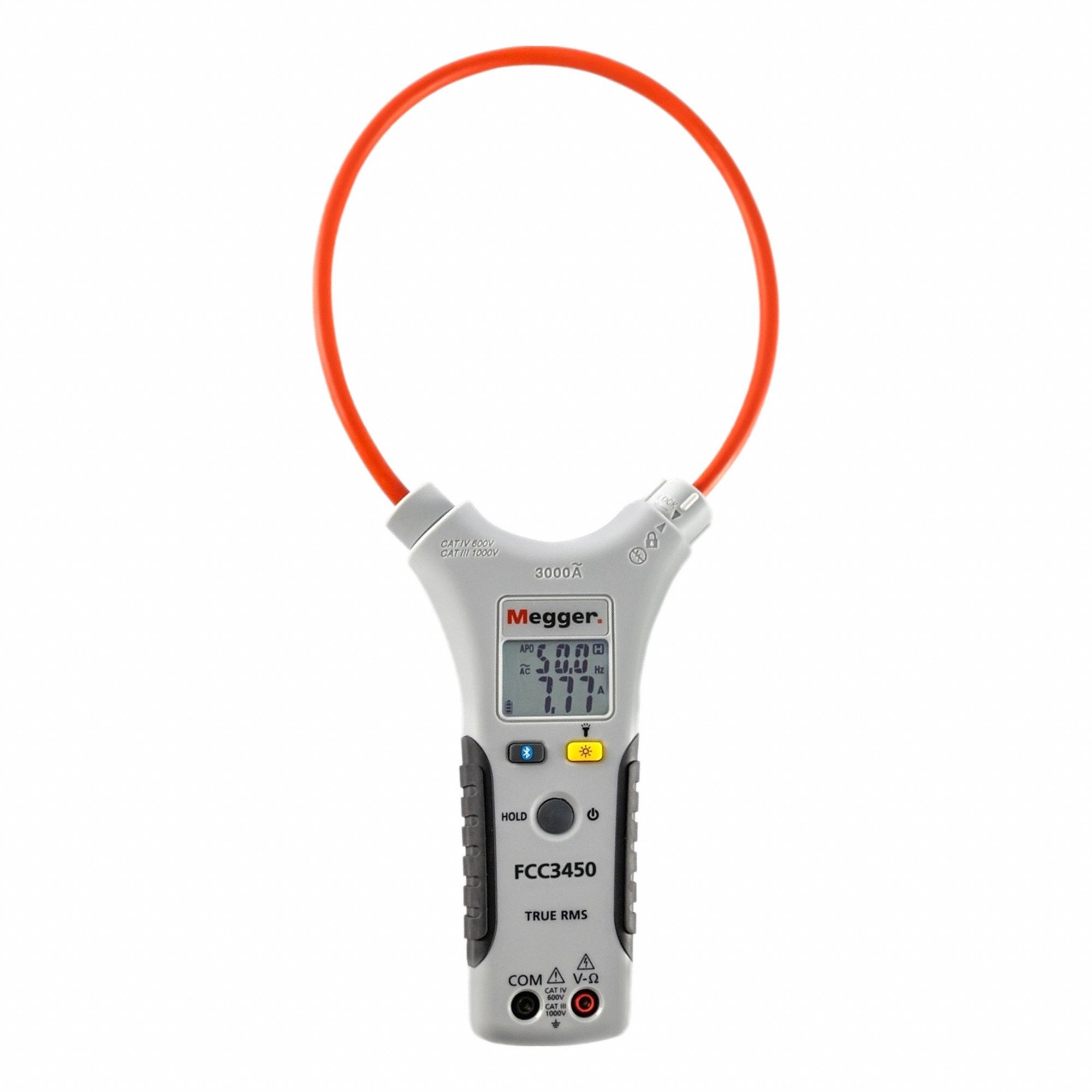 Digital Clamp Meter: Flex-Jaw Jaw, CAT III 1000V/CAT IV 600V, TRMS, 3, 000 A Max. AC Current