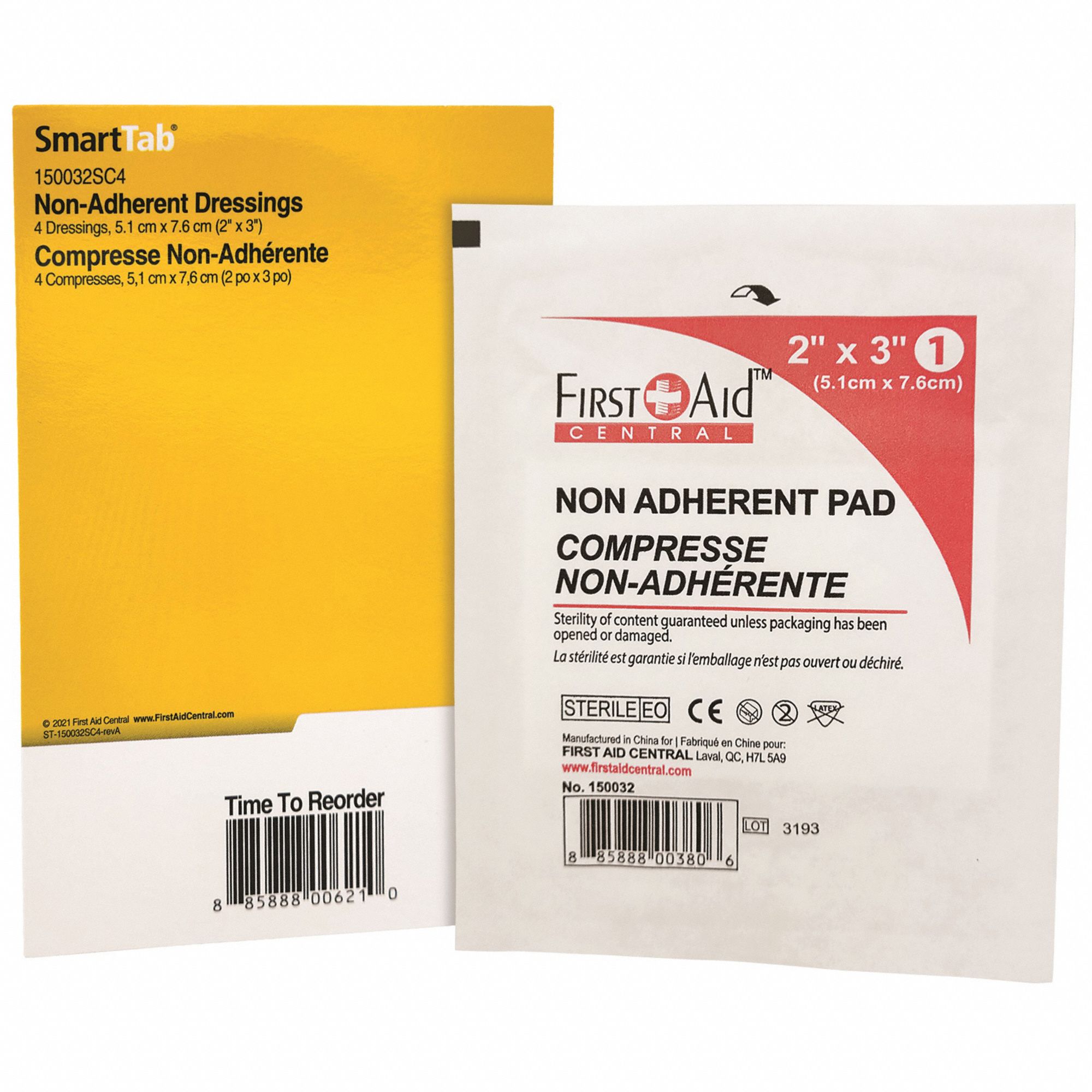 NON-ADHERENT PAD, 2" X 3", 4 PER BAG