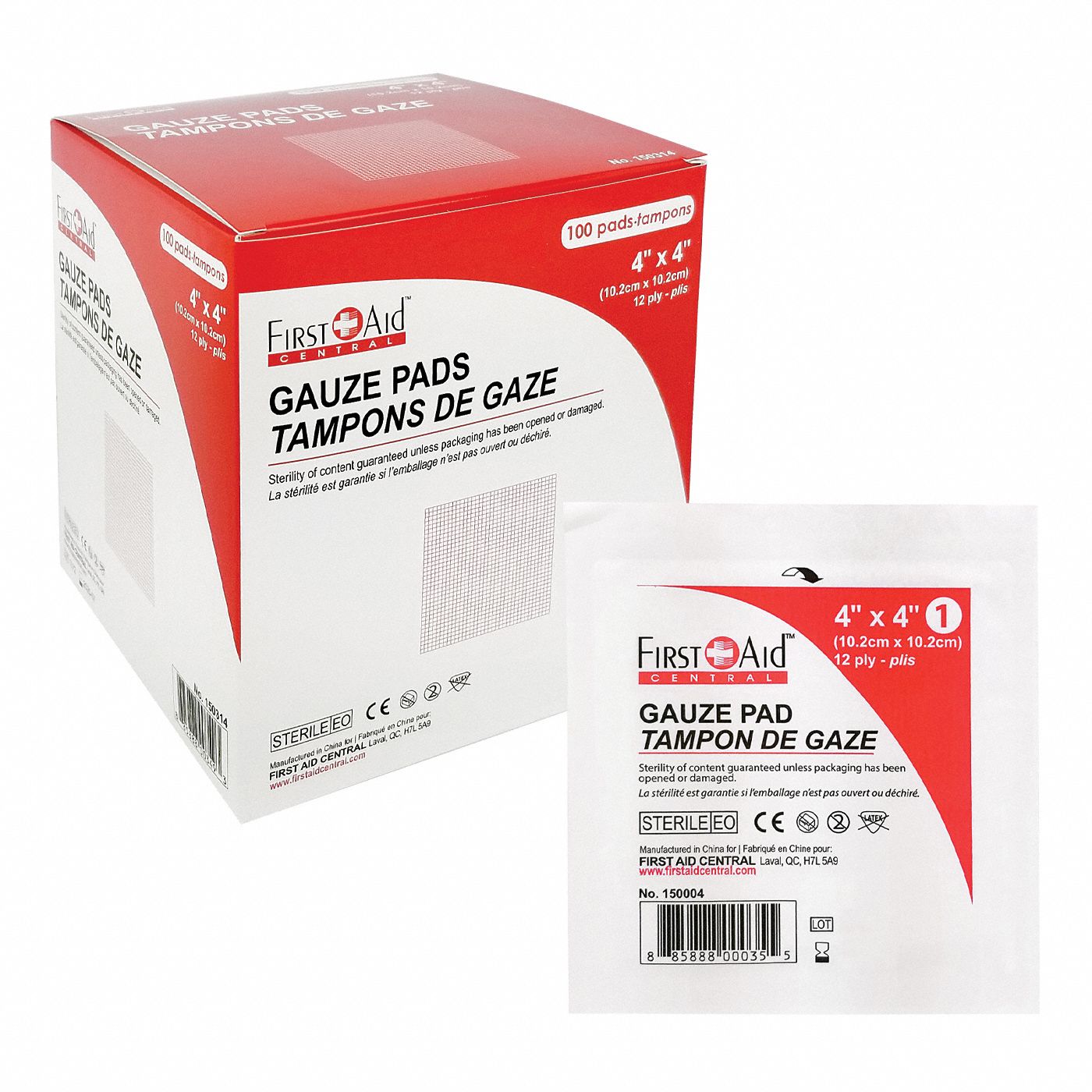 GAUZE PADS,STERILE,100/BX,