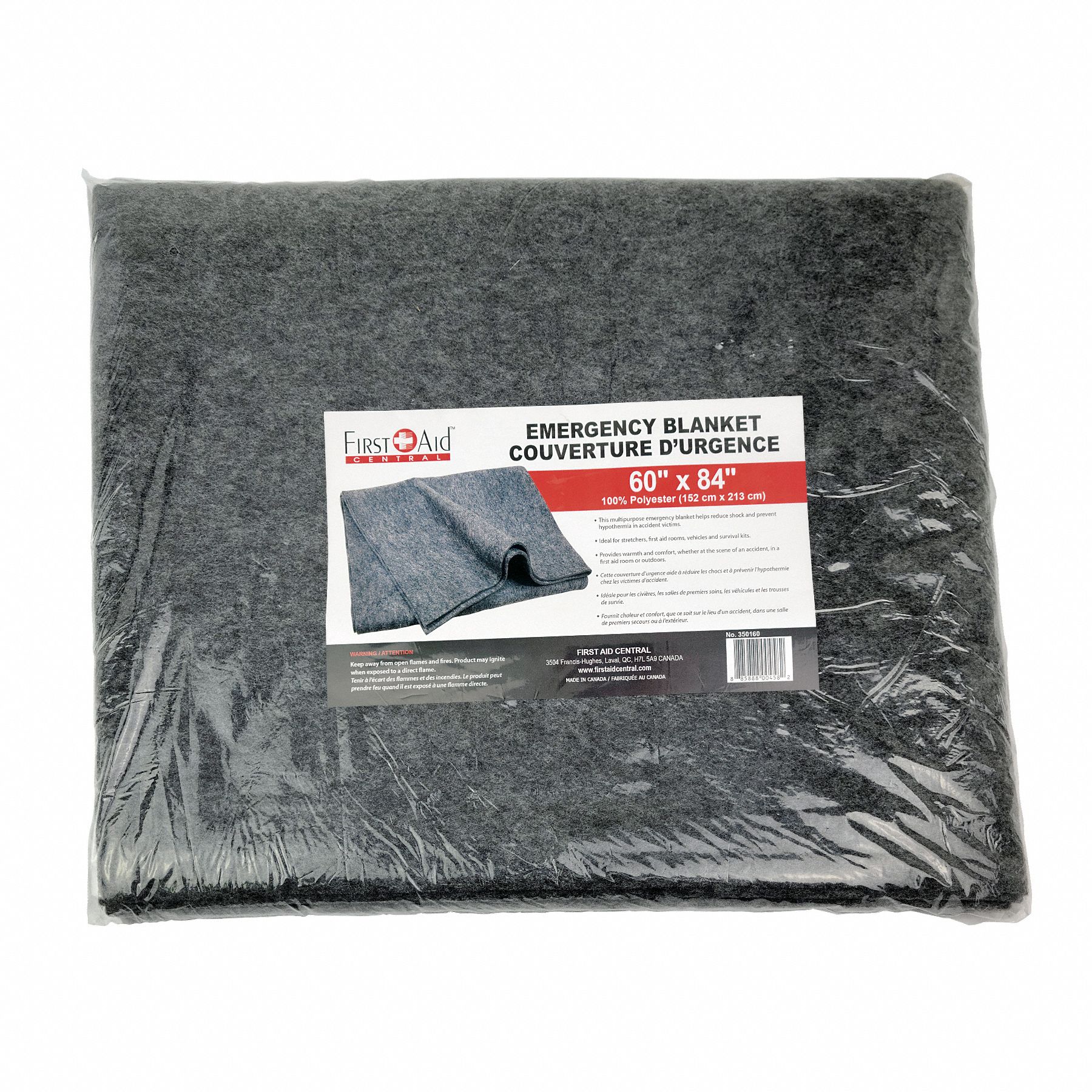 EMERGENCY BLANKET,GRAY,60" L,84" W