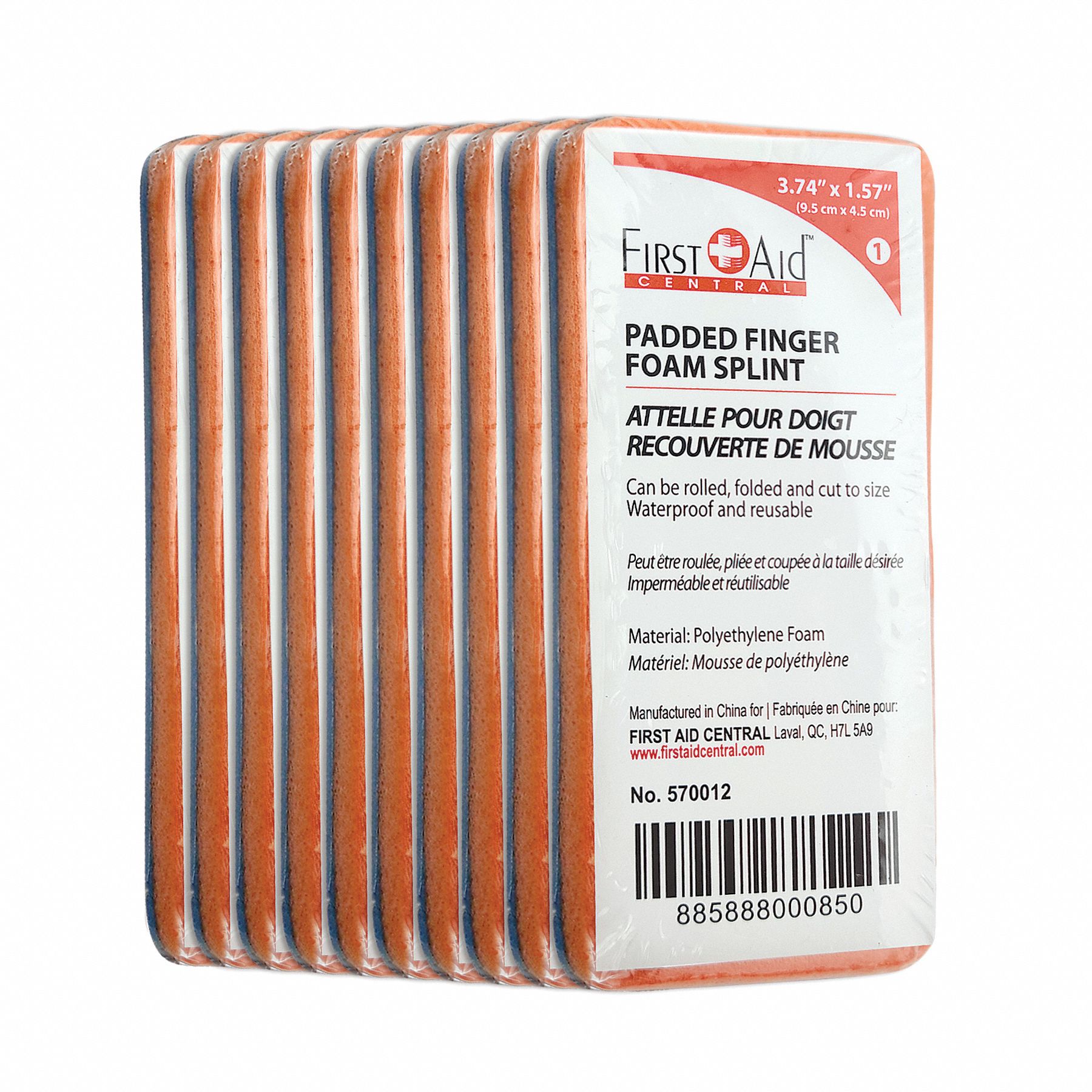 FIRST AID CENTRAL FINGER SPLINTS 334IN L ALUM FOAM PK10 - 27859 ...