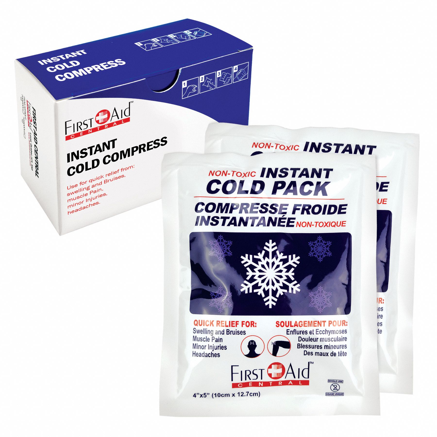 FIRST AID CENTRAL INSTANT COLD PACK,DISPOSABLE,5 IN L - First Aid