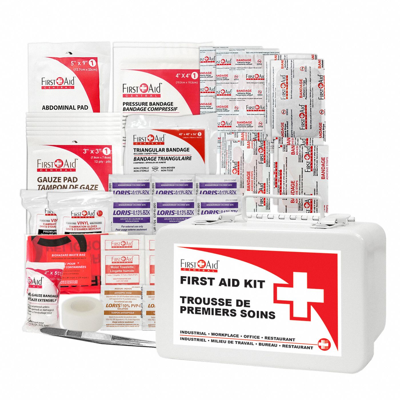 FIRST AID CENTRAL FIRST AID KIT,METAL,WHITE First Aid Kits and Refills FCLFACCSA1M FAC