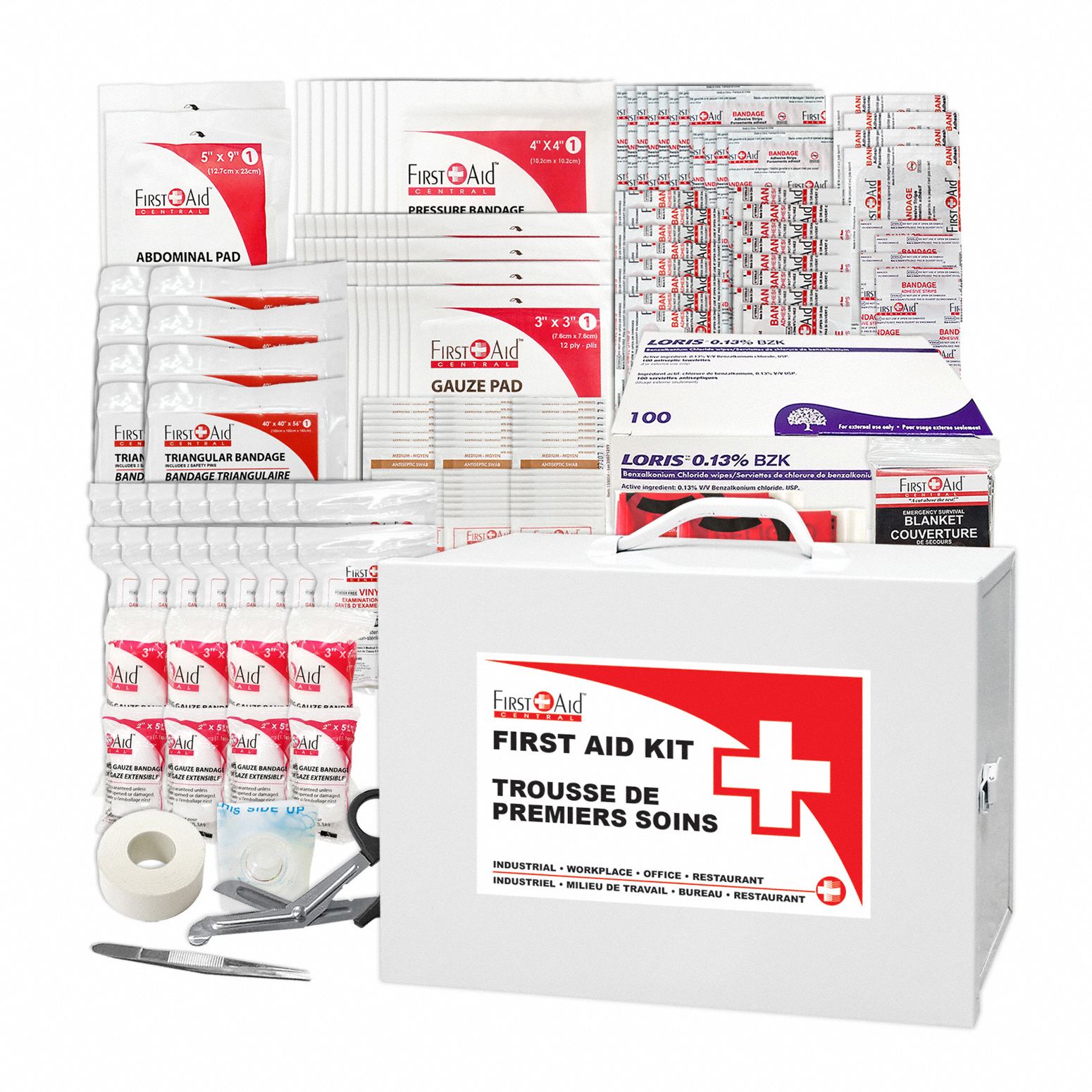 FIRST AID KIT,METAL,WHITE,L