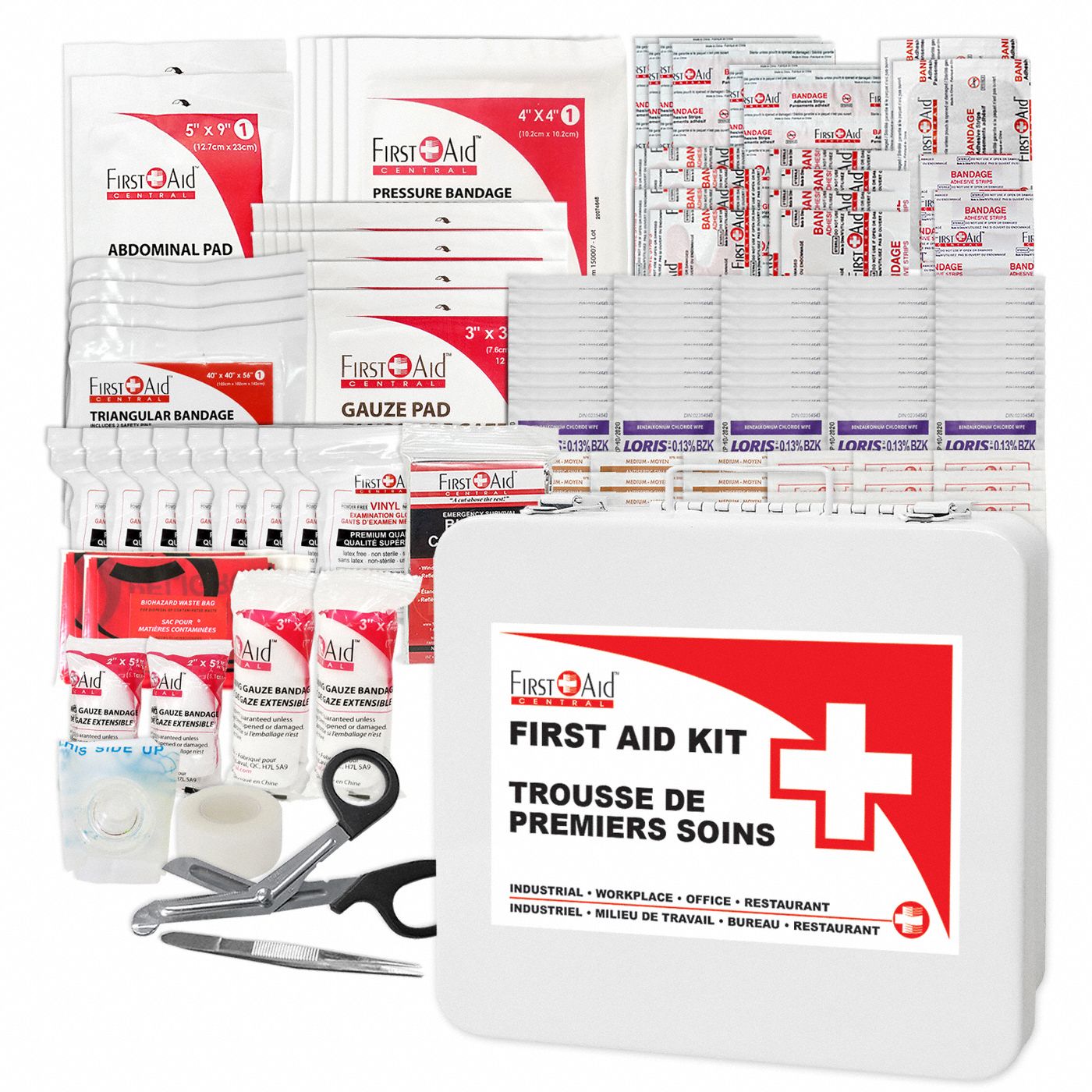 FIRST AID KIT,METAL,WHITE,M