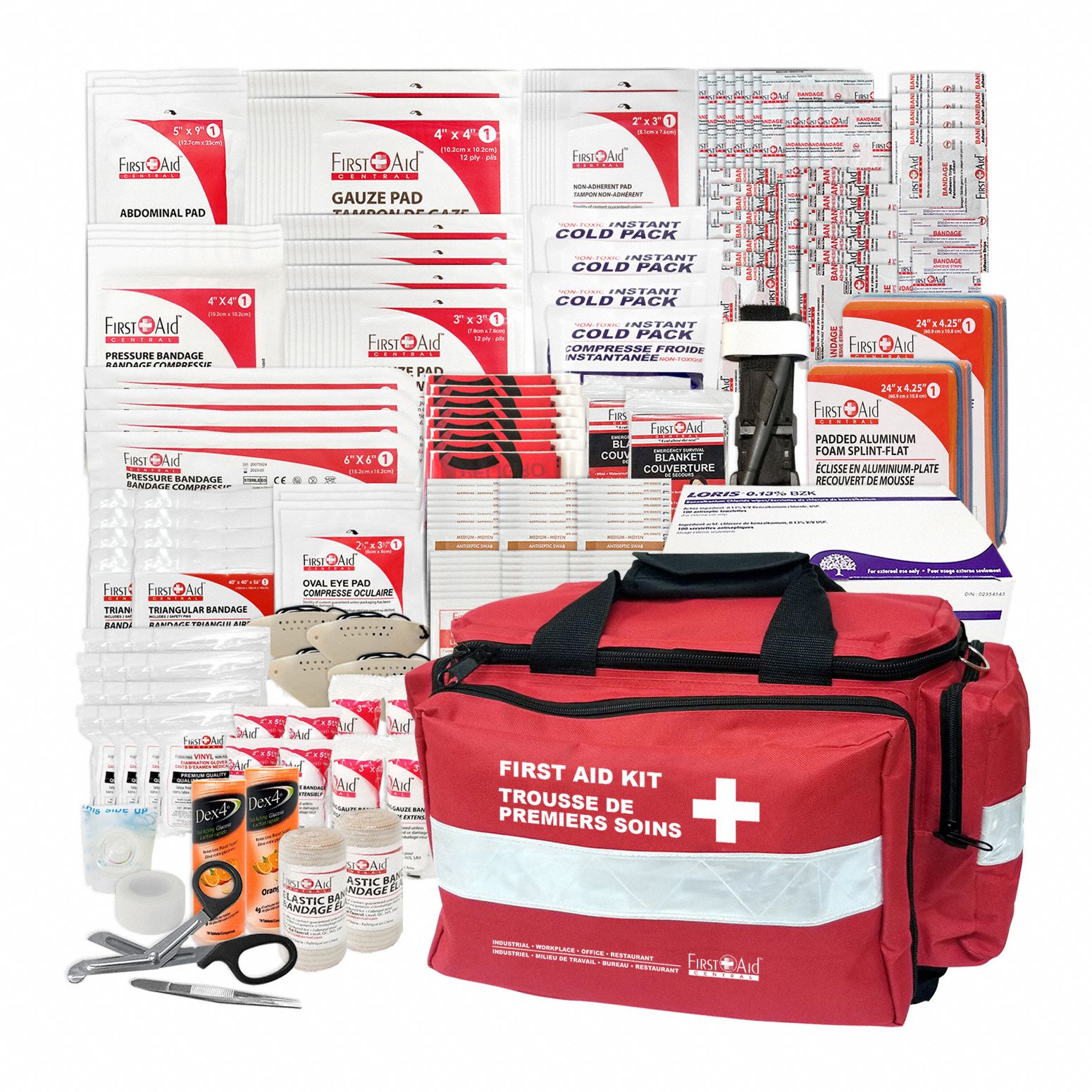 FIRST AID CENTRAL FIRST AID KIT,14IN W,10 1/2 IN,11/2IN H - 5524 ...