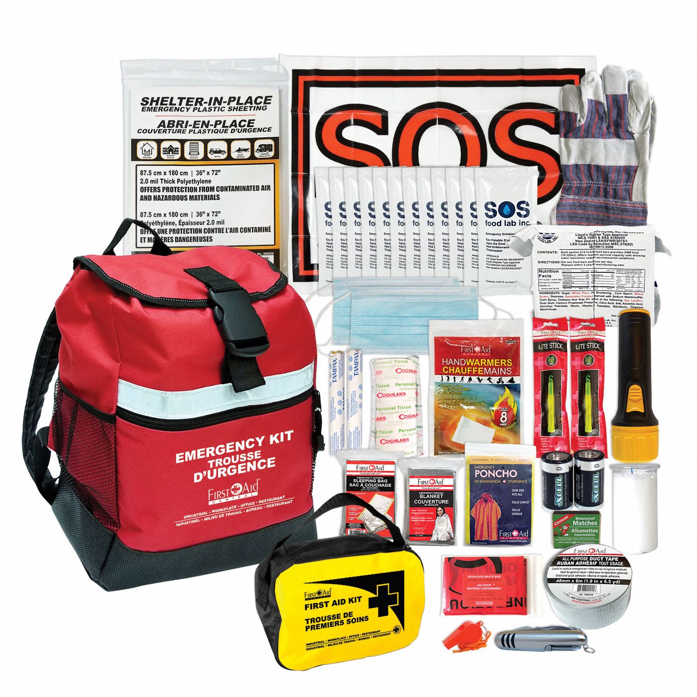 FIRST AID CENTRAL 1 PERSON 72 HOUR EMERGENCY SURVIVAL KIT - Disaster  Survival Kits - FCLFACDP721