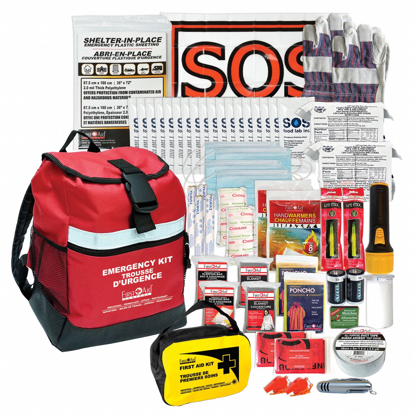 FIRST AID CENTRAL 2 PERSON 72 HOUR EMERGENCY SURVIVAL KIT - Disaster  Survival Kits - FCLFACDP722
