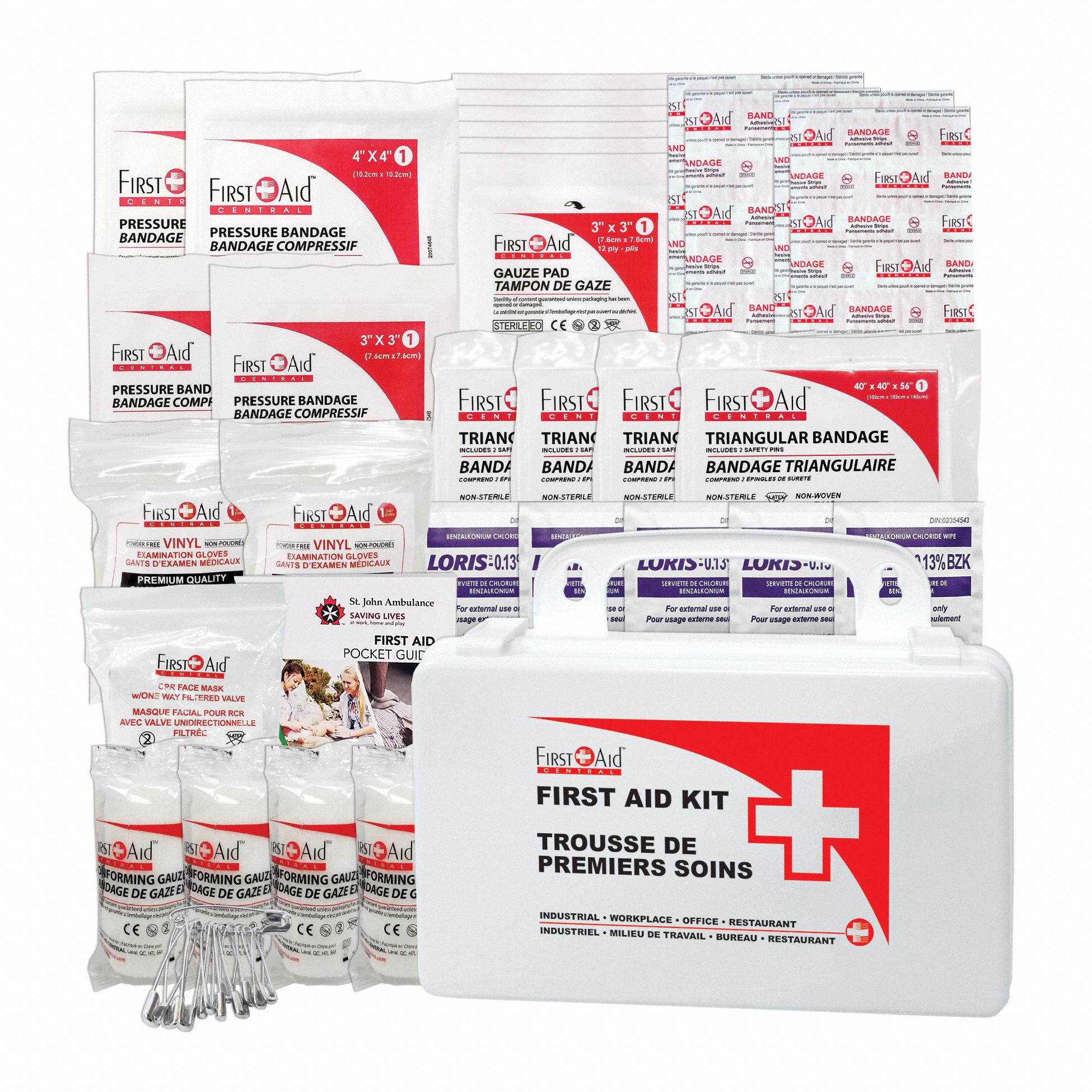 FIRST AID CENTRAL FIRST AID KIT,8 1/4IN W,3 IN,5 1/4IN H - 5524 ...