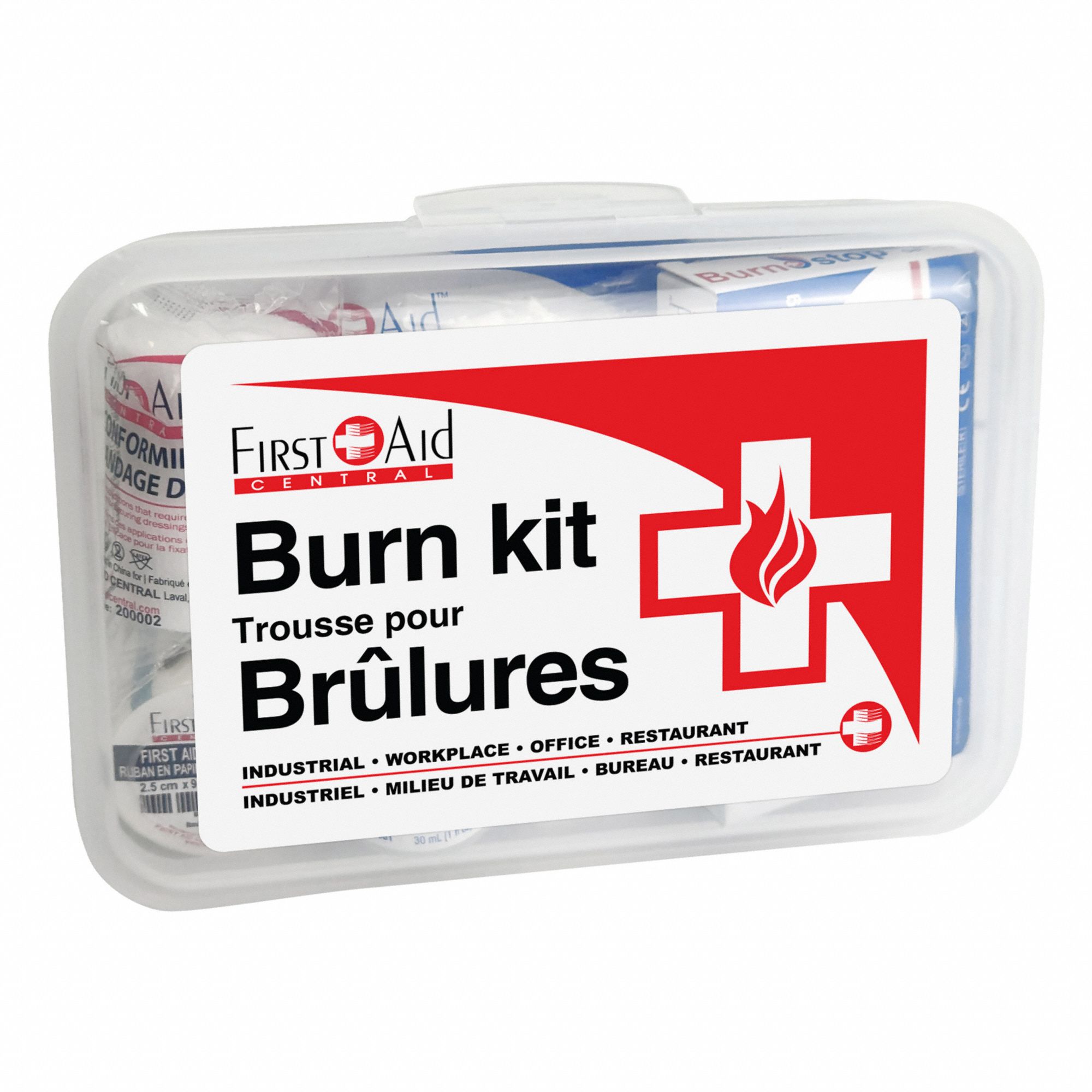 BURN CARE KIT,18 COMPONENTS,PLASTIC CASE