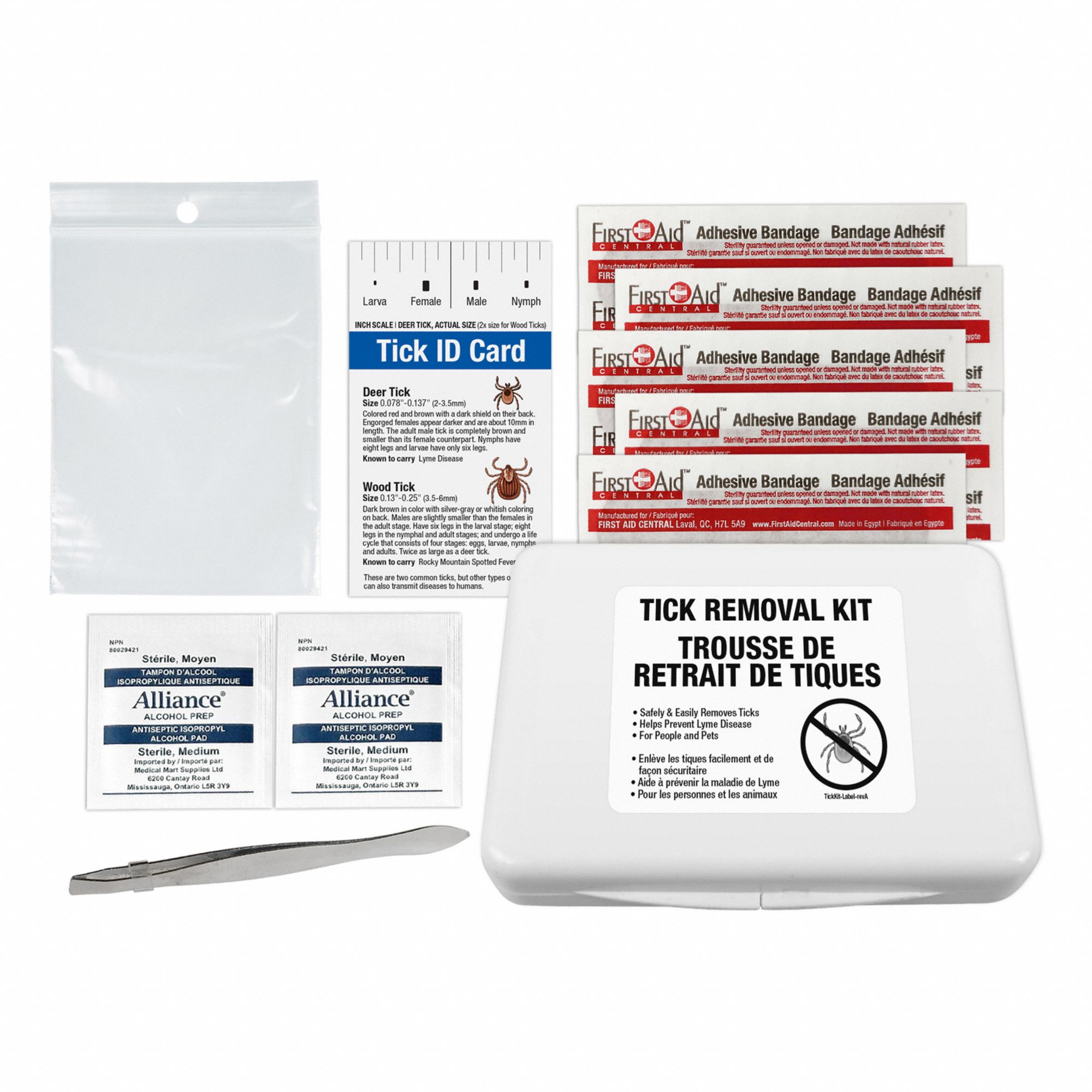 TICK REMOVAL KIT,PLASTIC CASE,4 IN H