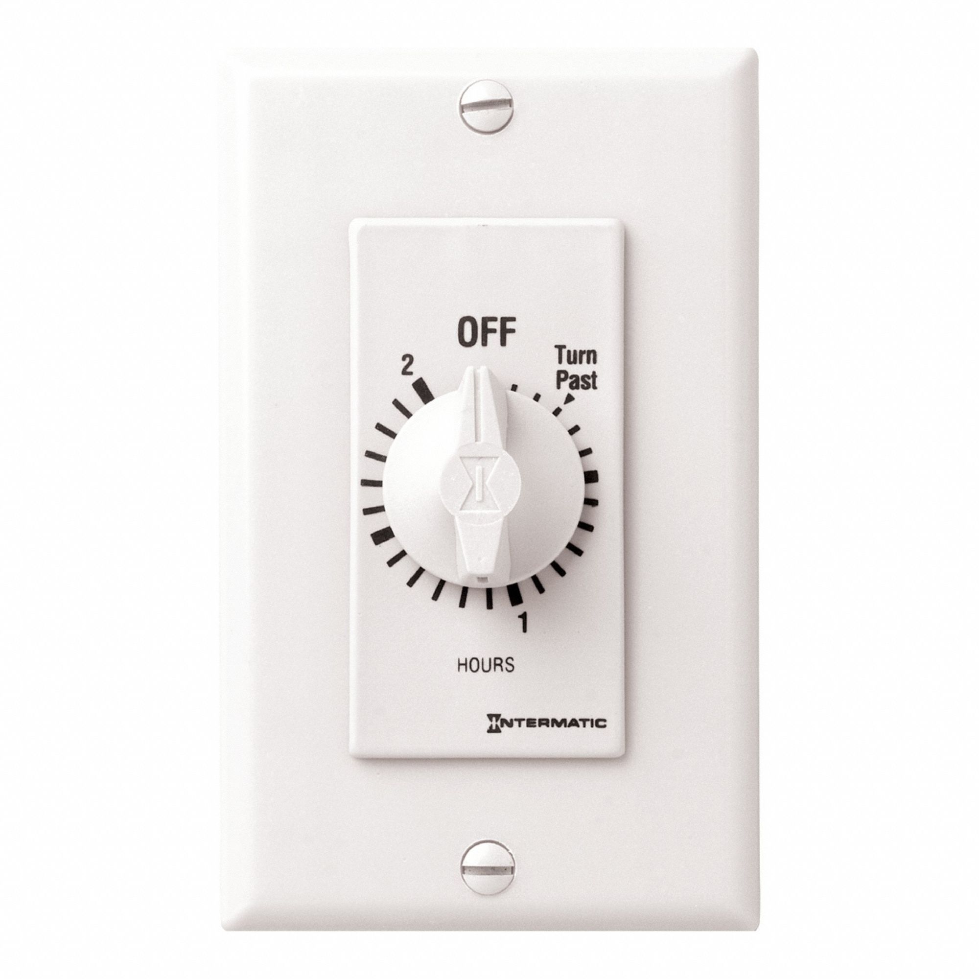 Spring-Wound Timer: 2 hr Max, SPDT, 277V AC, No Wall Plate Included, White