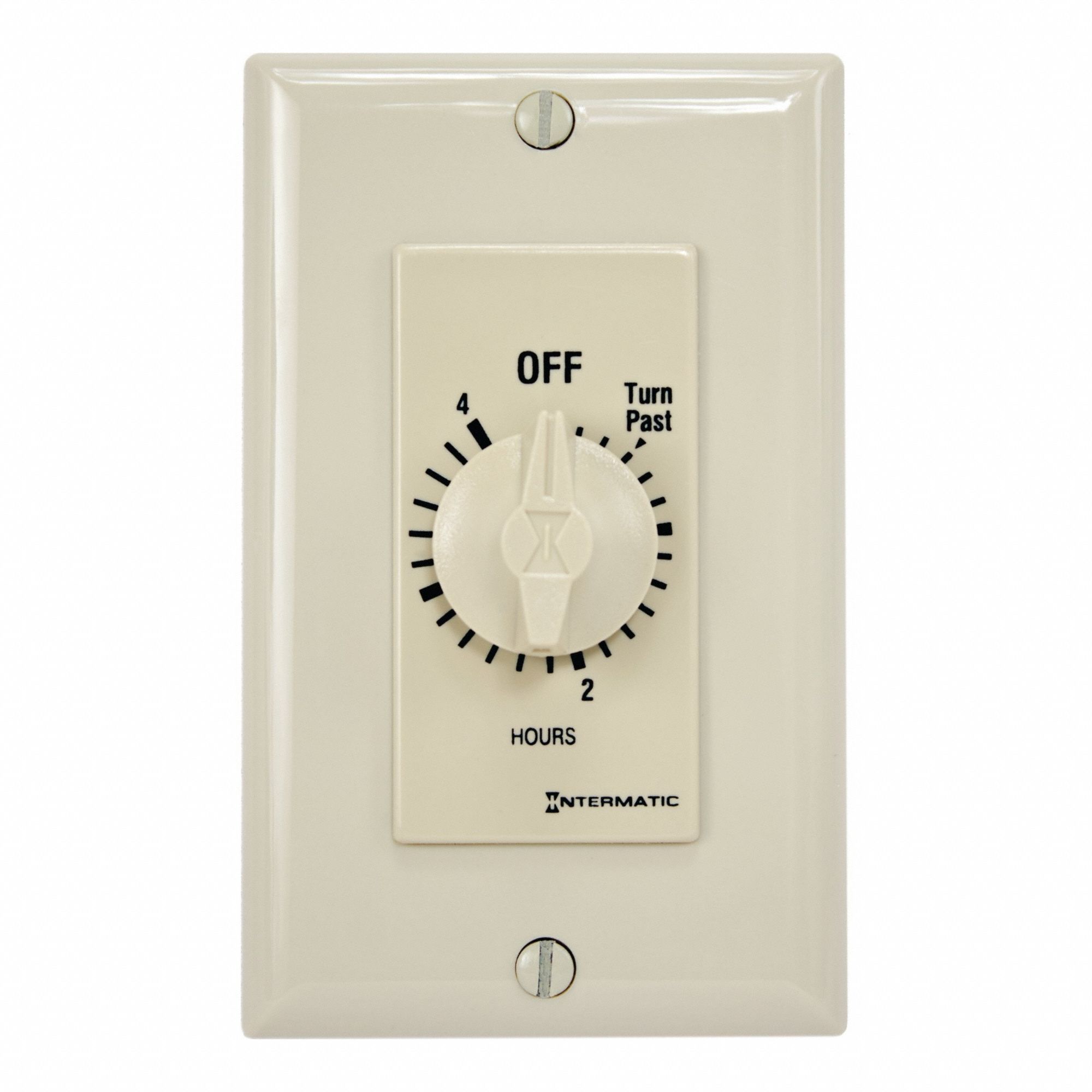 Spring-Wound Timer: 4 hr Max, SPDT, 277V AC, No Wall Plate Included, Ivory