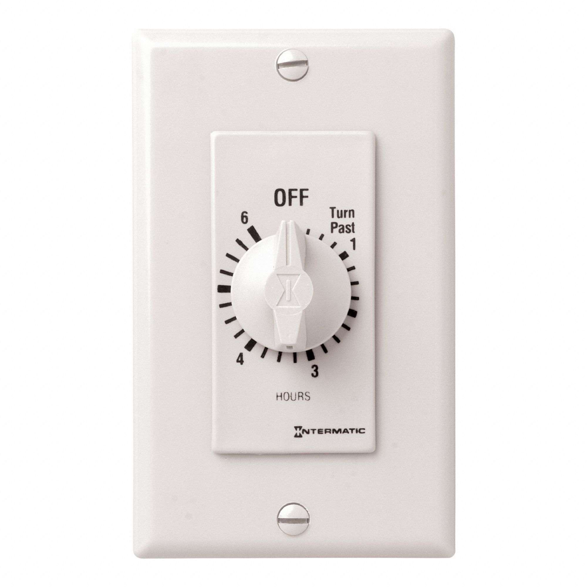 Spring-Wound Timer: 6 hr Max, DPST, 277V AC, No Wall Plate Included, White