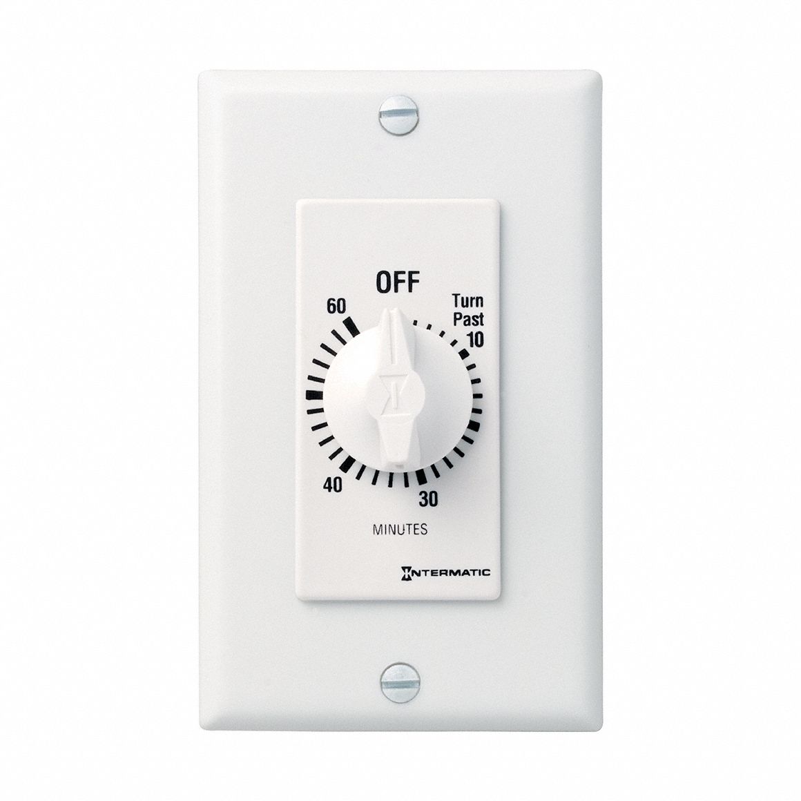 Spring-Wound Timer: 1 hr Max, SPST, 277V AC, No Wall Plate Included, White