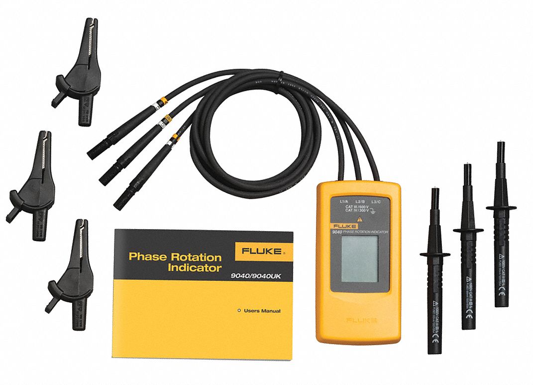 PHASE ROTATION METER, 3-PHASE, MULTI-LINE LCD, 40 TO 700 V AC, 15 TO 400 HZ