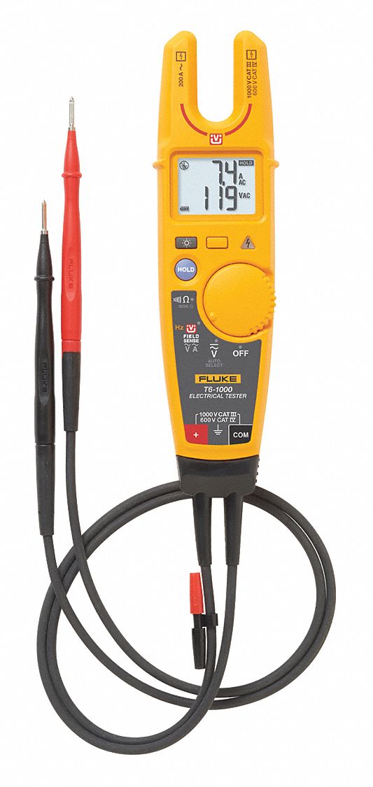 SPLIT-JAW ELECTRICAL TEST METER, FIELD SENSE, 200 AMPS, 600 V, CSA 600 V CAT III, 4 MM CAPS