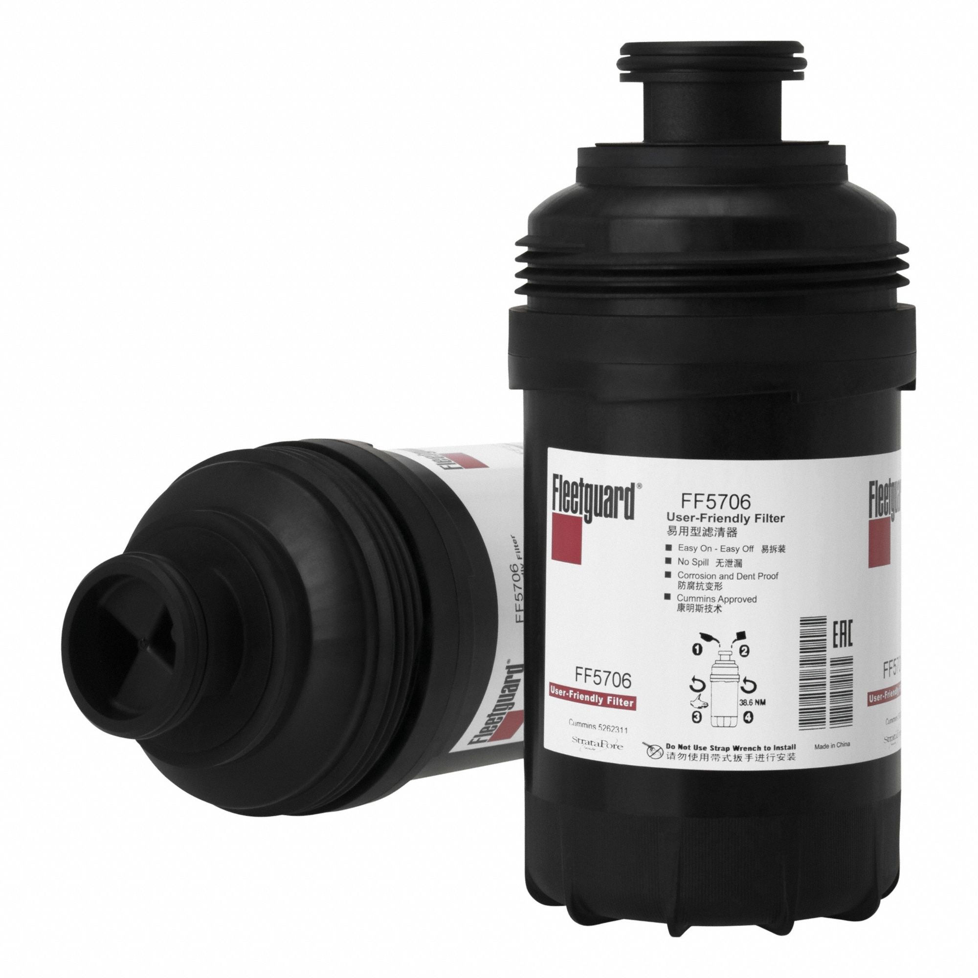 Fuel Filter: Spin-On, 8 3/8 in Overall Lg, M100-4.00 Thread Size, Diesel Fuel, Diesel