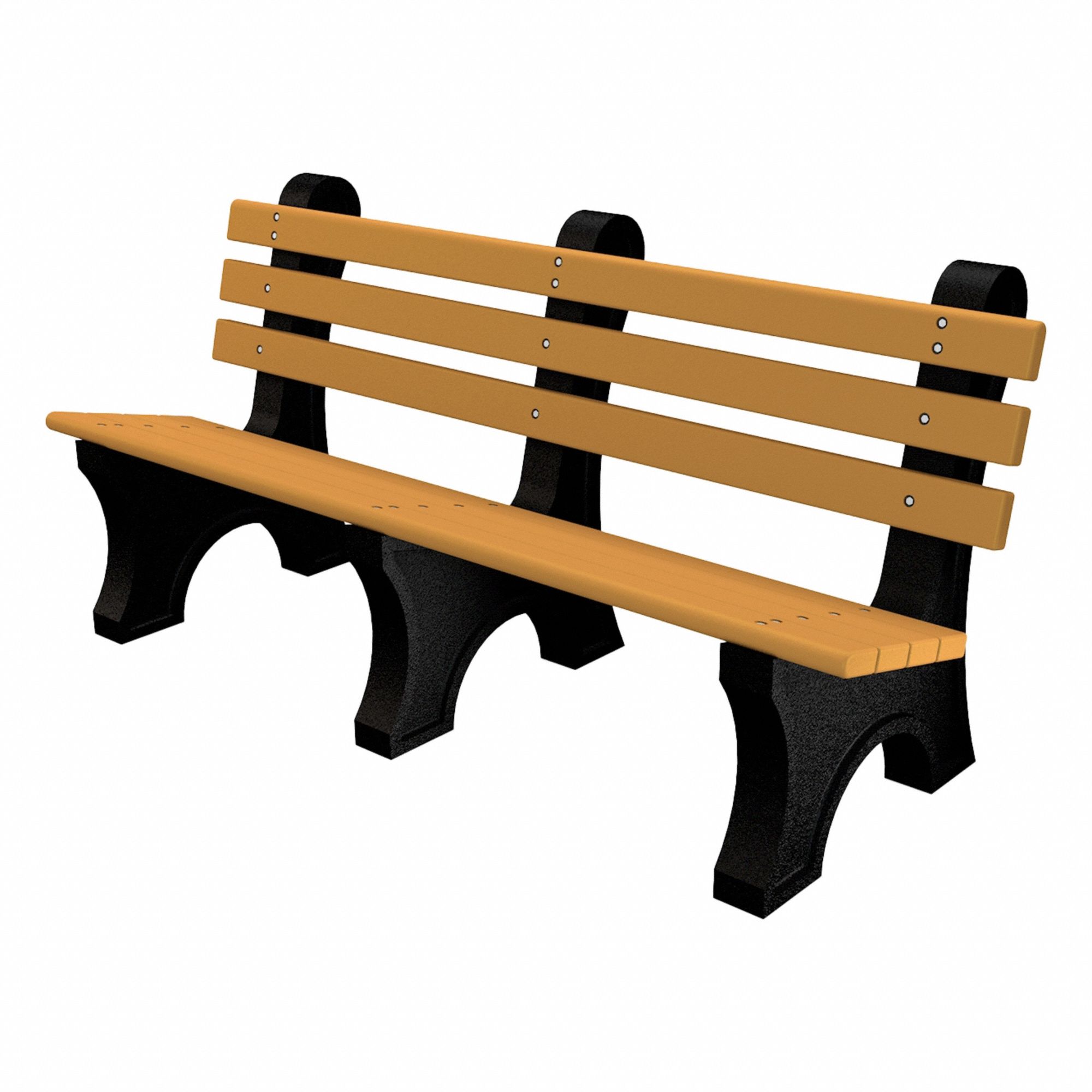 Outdoor Bench: Comfort Park Avenue, 72 in Overall Lg, 33 1/2 in Overall Ht, Cedar, Black