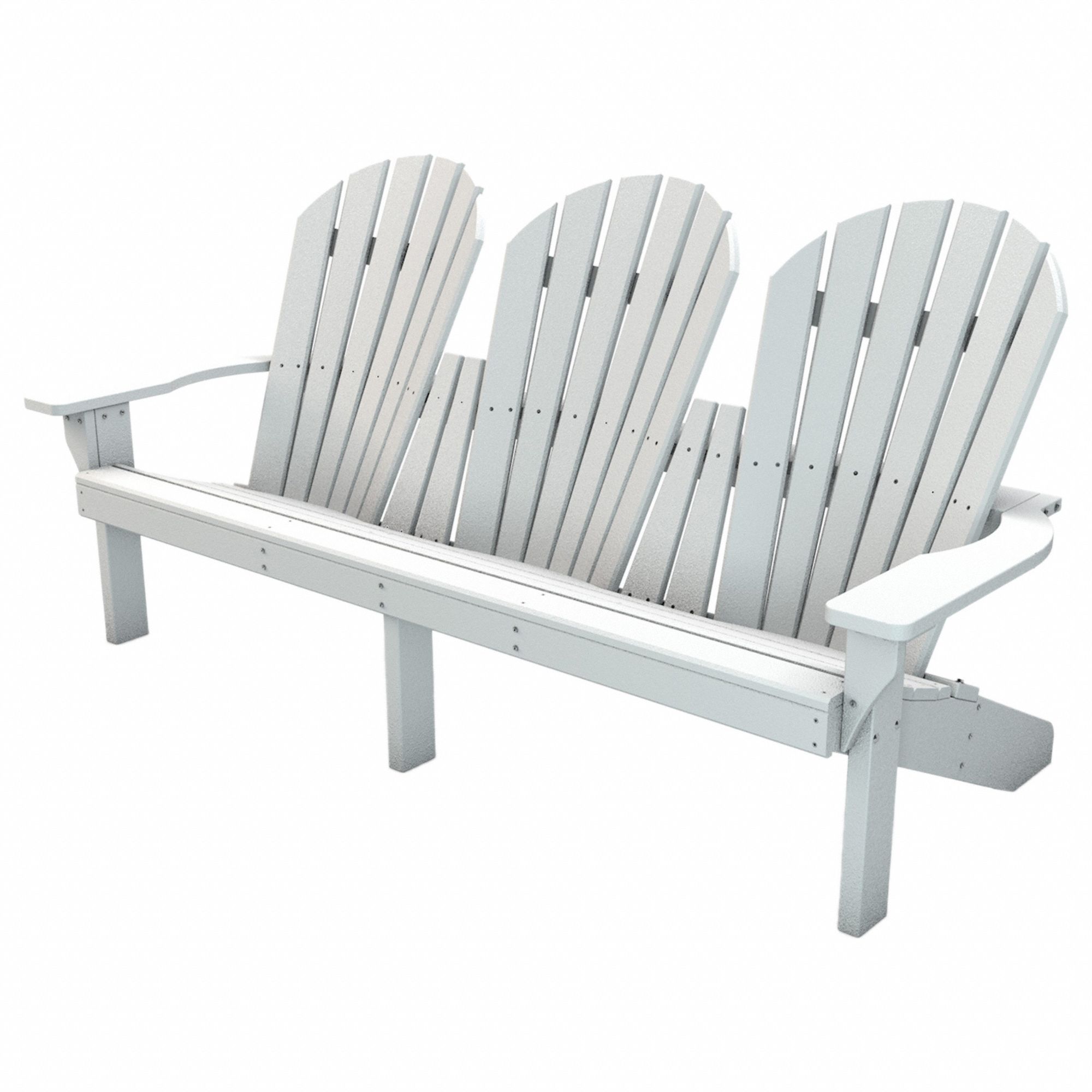 Adirondack Chair: White, White, Vandal Resistant, 16 in Seat Ht, 71 1/2 in Seat Wd
