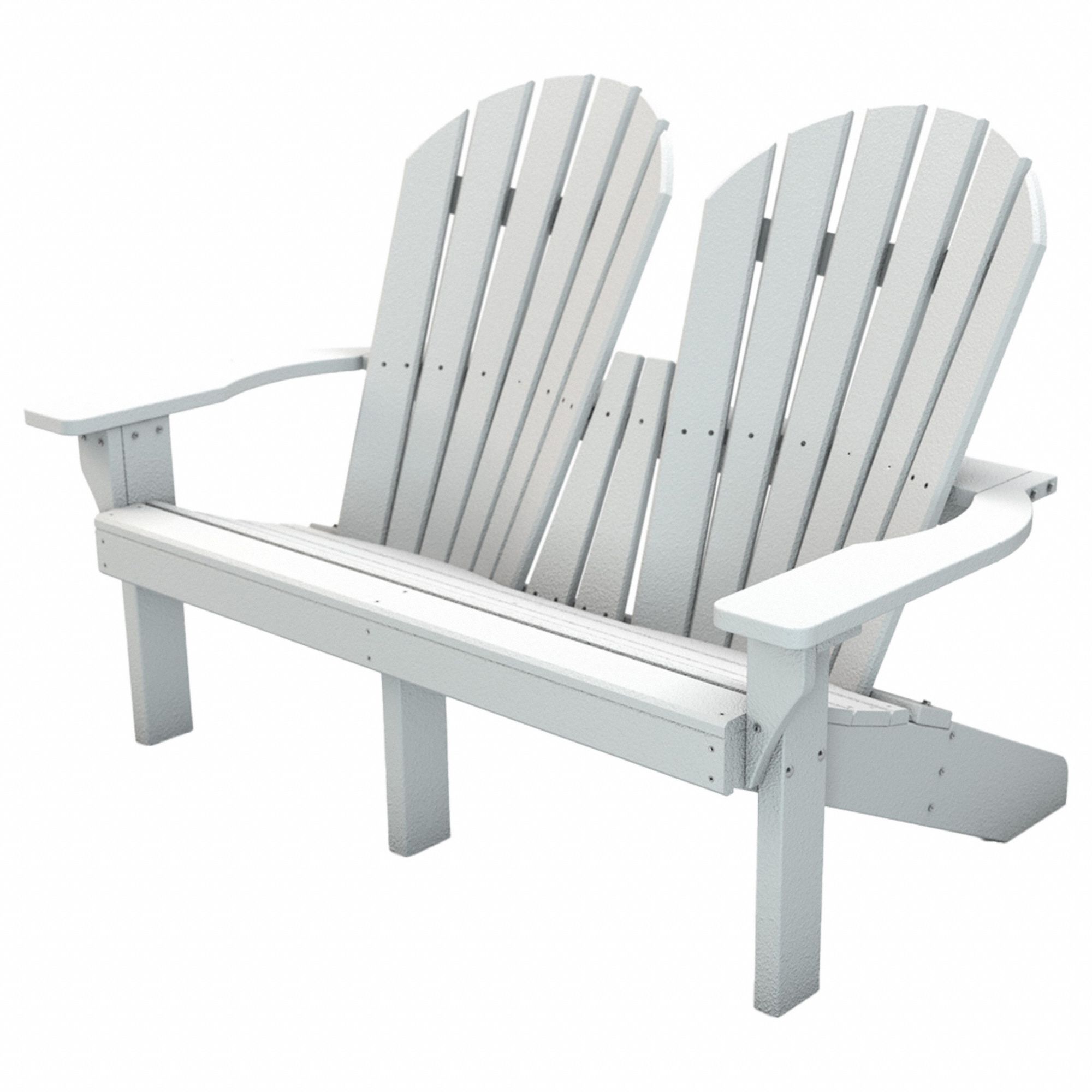 Adirondack Chair: White, White, Vandal Resistant, 16 in Seat Ht, 47 1/2 in Seat Wd