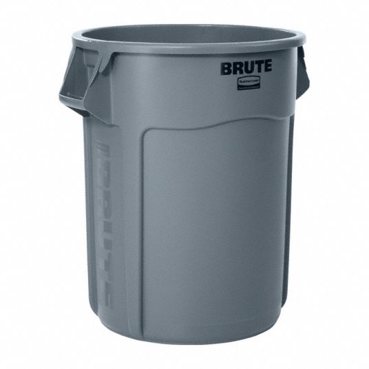 Rubbermaid BRUTE 55 Gallon Blue Round Trash Can with Lid and Dolly