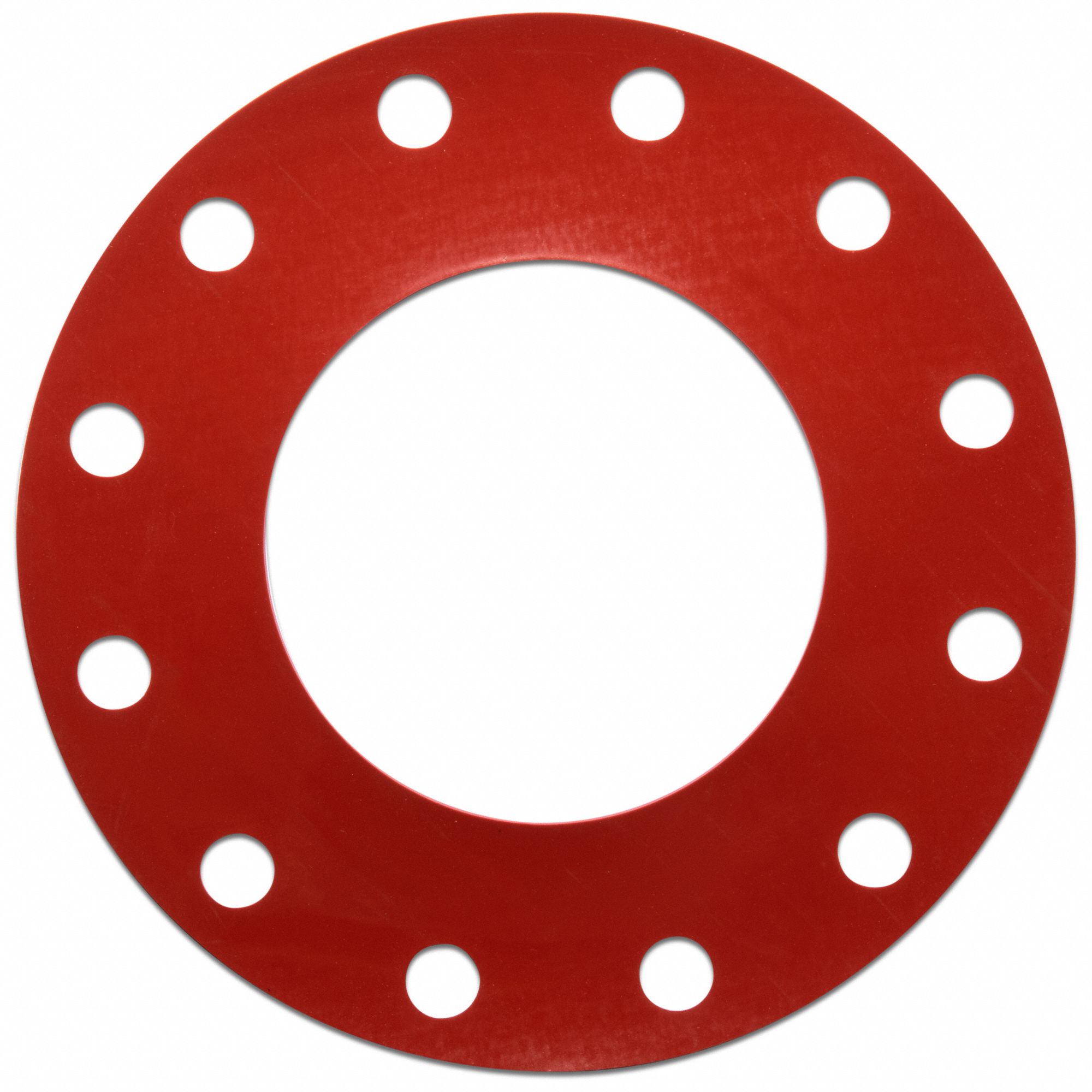 FULL FACE FLANGE GASKET: CLASS 150, SBR, FOR 10 IN PIPE, 1/16 IN THICK, RED, 10 ¾ IN ID