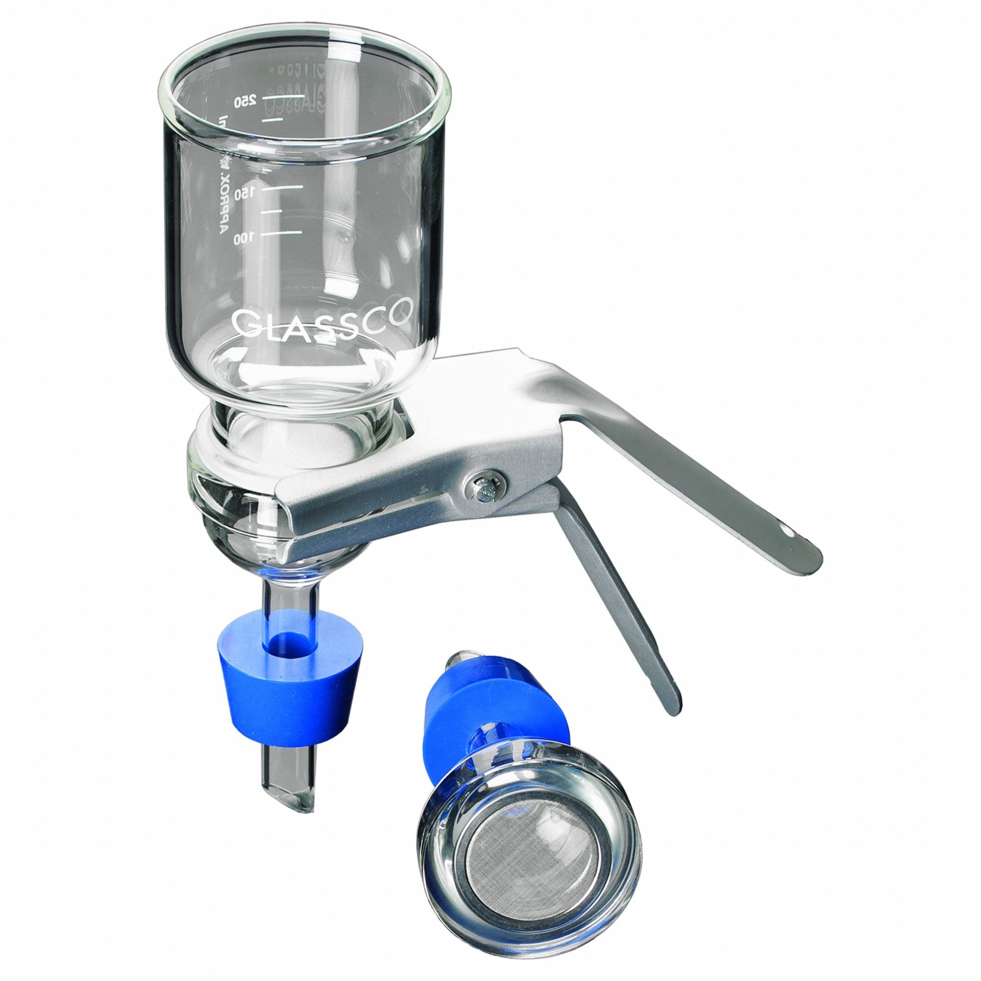 Vacuum Filter Holder Set: 47 mm Dia, Stainless Steel, 300 mL Funnel Capacity, Includes Stopper