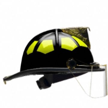 BULLARD Fire Helmet: Black, Fiberglass, Chin Strap (MPN UL6BK6L). Key specifications — Color: Black; Chin Strap: Yes; Brand: BULLARD; Shell Material: Fiberglass; Suspension: 6 Point Sure Lock® Ratchet Headband with Brow Pad.