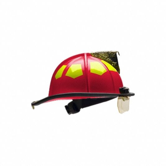 BULLARD Fire Helmet: Red, Fiberglass, Chin Strap, 6 Point Sure Lock® Ratchet Headband with Brow Pad (MPN UL6RD6LR319GIZ2). Key specifications — Color: Red; Chin Strap: Yes; Brand: BULLARD; Shell Material: Fiberglass; Suspension: 6 Point Sure Lock® Ratchet Headband with Brow Pad.