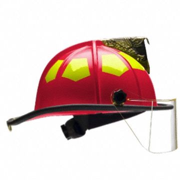 BULLARD Fire Helmet: Red, Fiberglass, Chin Strap, 6 Point Sure Lock® Ratchet Headband with Brow Pad (MPN UL6RD). Key specifications — Color: Red; Chin Strap: Yes; Brand: BULLARD; Shell Material: Fiberglass; Suspension: 6 Point Sure Lock® Ratchet Headband with Brow Pad.