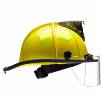 BULLARD Fire Helmet: Yellow, Fiberglass, Chin Strap (MPN UL6YL6L). Key specifications — Color: Yellow; Chin Strap: Yes; Brand: BULLARD; Shell Material: Fiberglass; Suspension: 6 Point Sure Lock® Ratchet Headband with Brow Pad.
