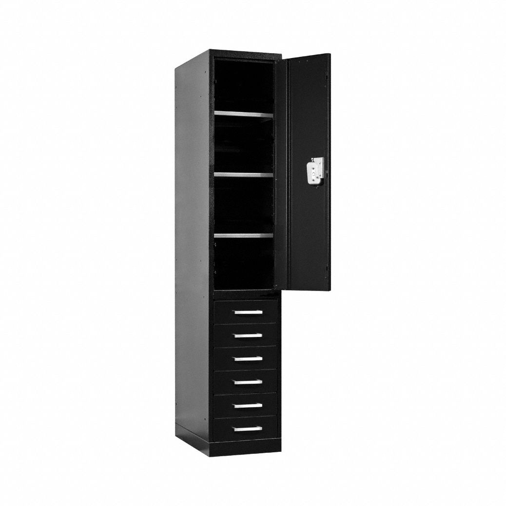 Wardrobe Locker: 24 in Overall Wd, 24 in Overall Dp, 78 in Overall Ht, Black, Steel
