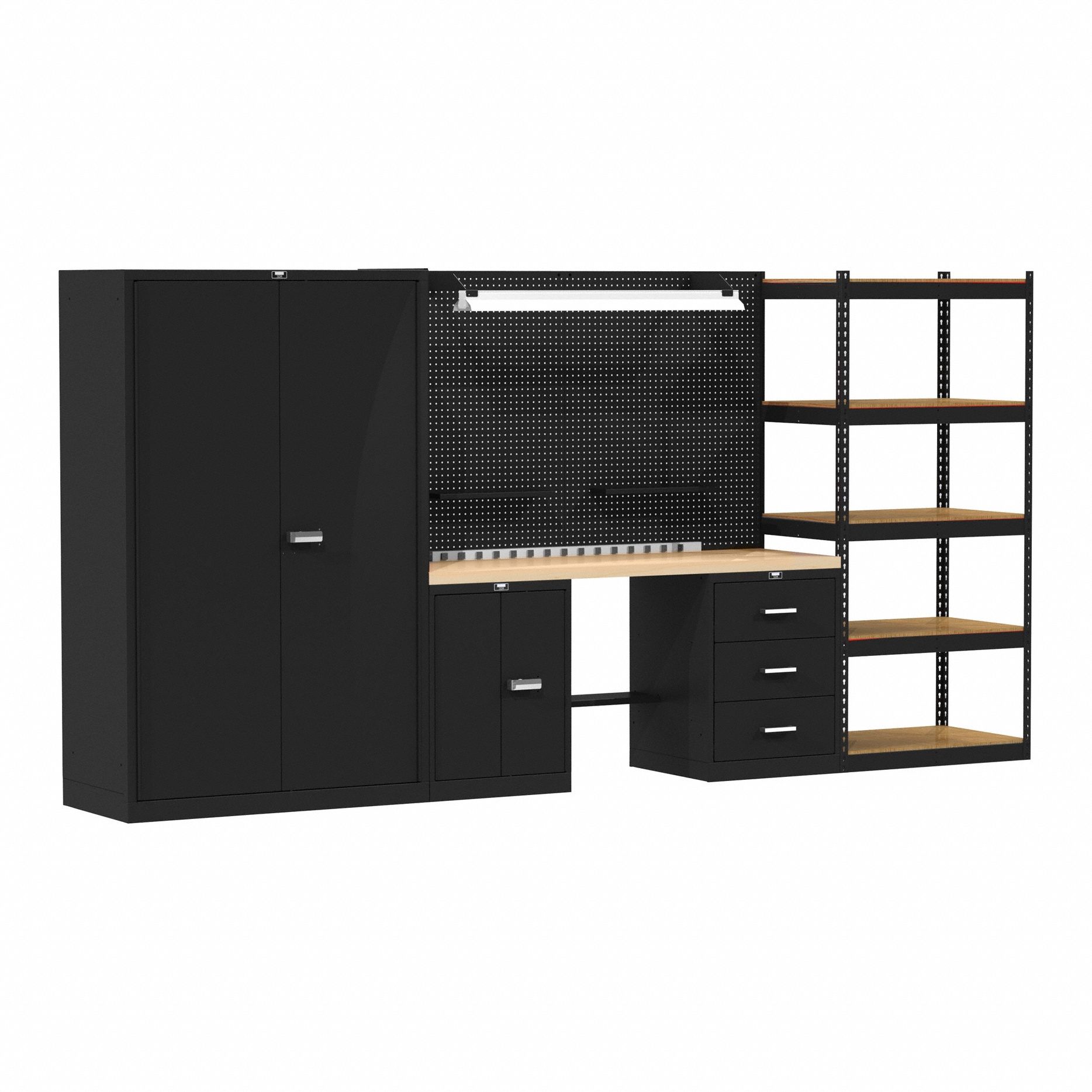 Modular Cabinet and Shelving Set: 168 in Overall Wd, 24 in Overall Dp, 78 in Overall Ht