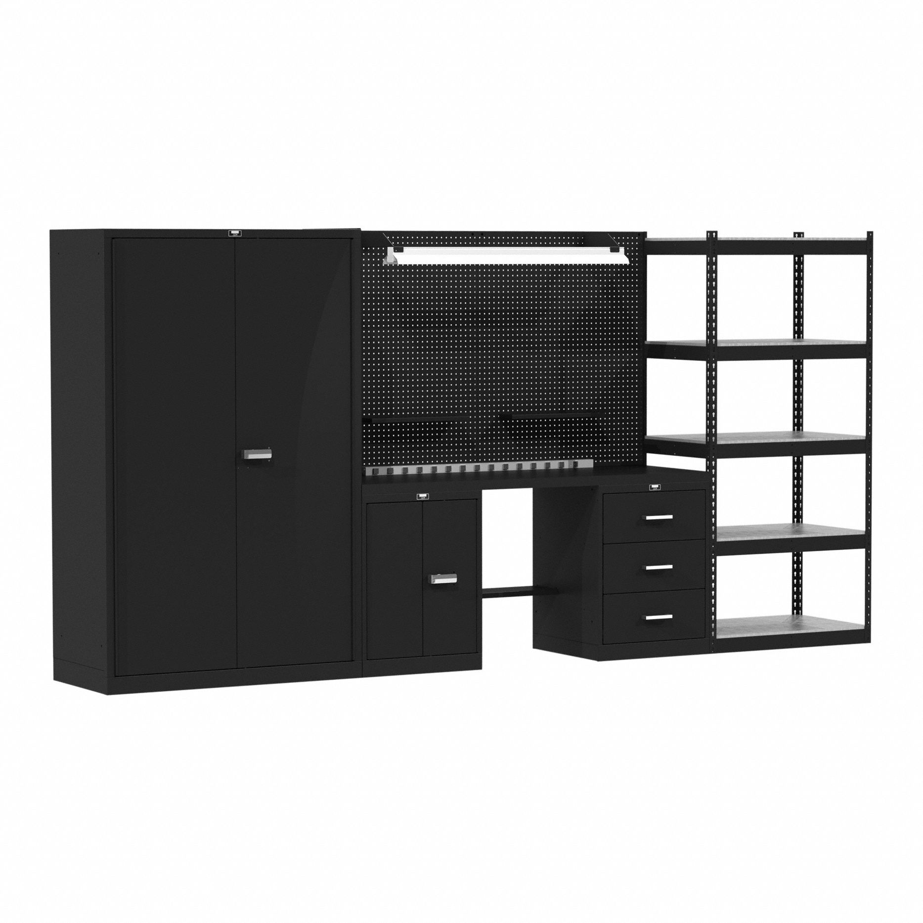 Modular Cabinet and Shelving Set: 168 in Overall Wd, 24 in Overall Dp, 78 in Overall Ht