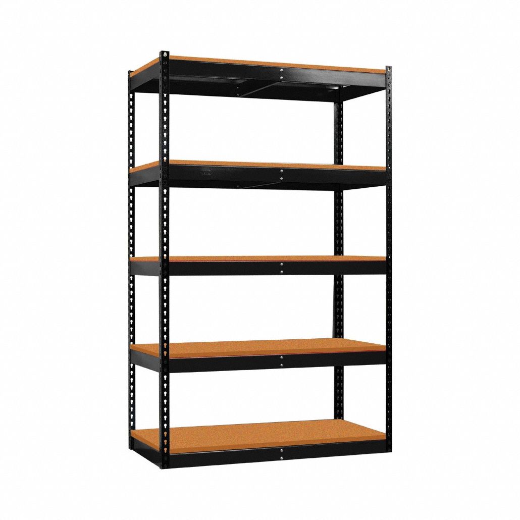 Shelving Unit: Starter, Medium-Duty, 36 in x 24 in, 78 in Overall Ht, 5 Shelves, Open
