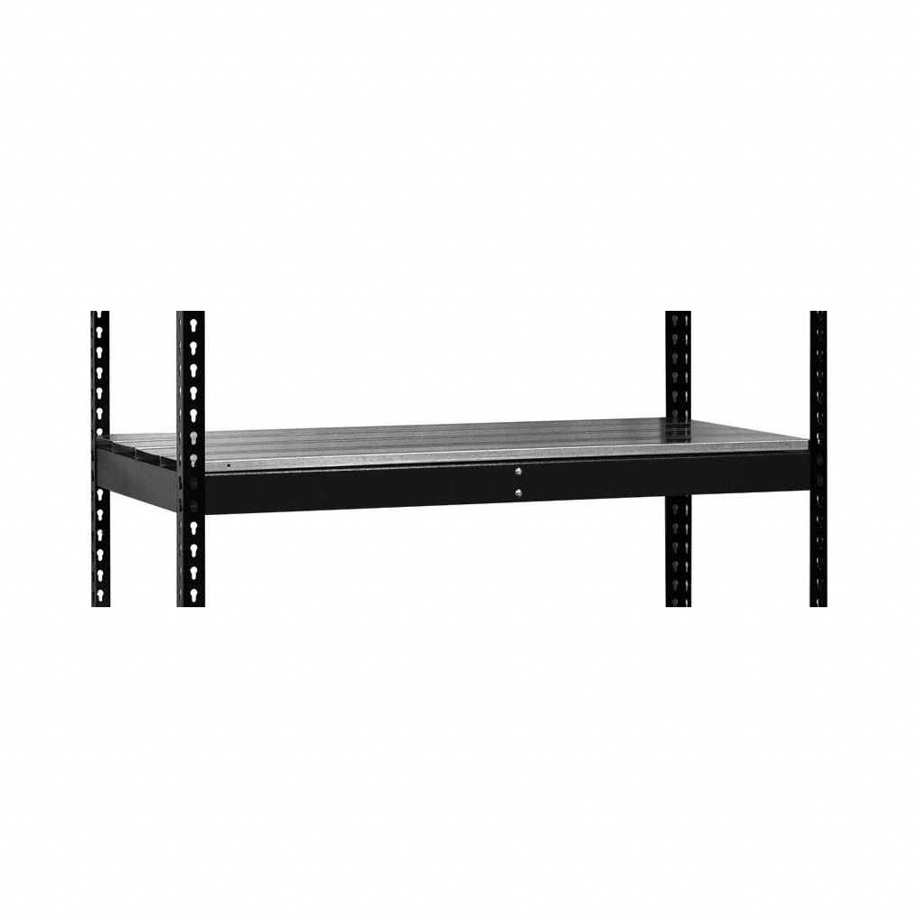 Shelf: 48 in Overall Wd, 24 in Overall Dp, Solid Shelf, 22 ga, Black