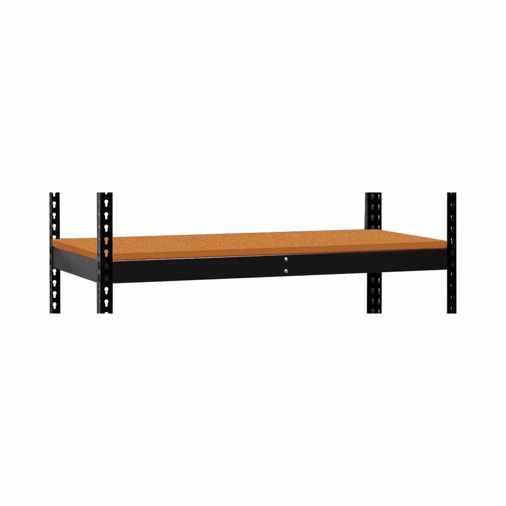 Additional Shelf: 36 in   x 24 in, 575 lb Load Capacity, Particleboard, 4 ga Decking