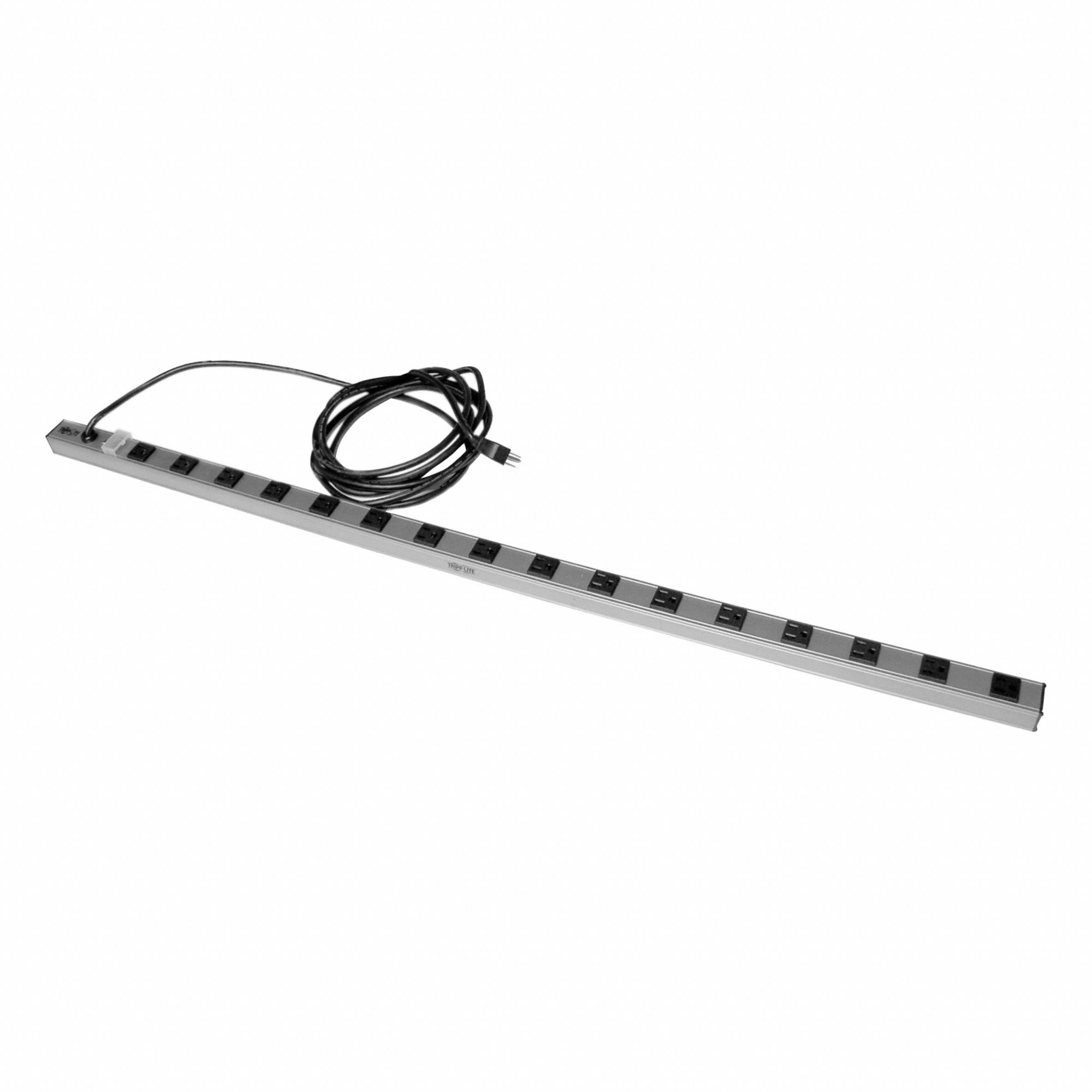Power Strip: 48 in Overall Wd, 1 1/2 in Overall Dp, 1 1/2 in Overall Ht, Black, Aluminum